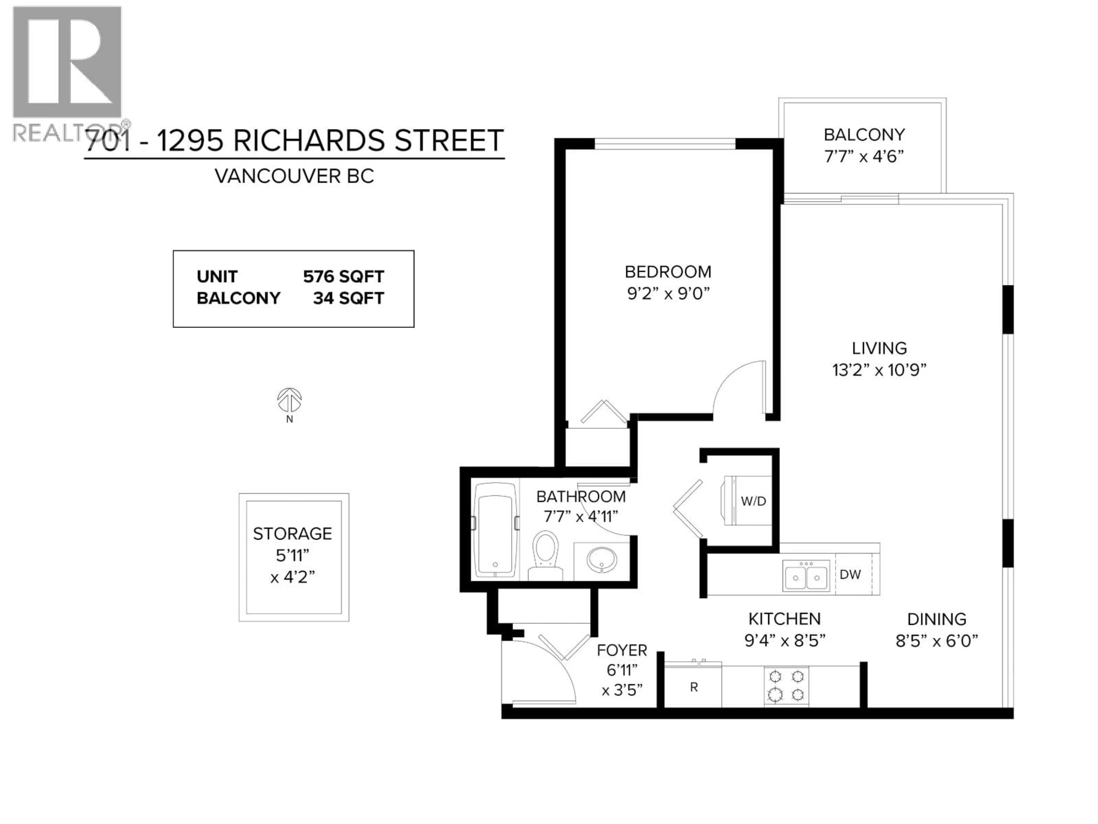 Floor plan for 701 - 1295 RICHARDS STREET, Vancouver British Columbia V6B1B7