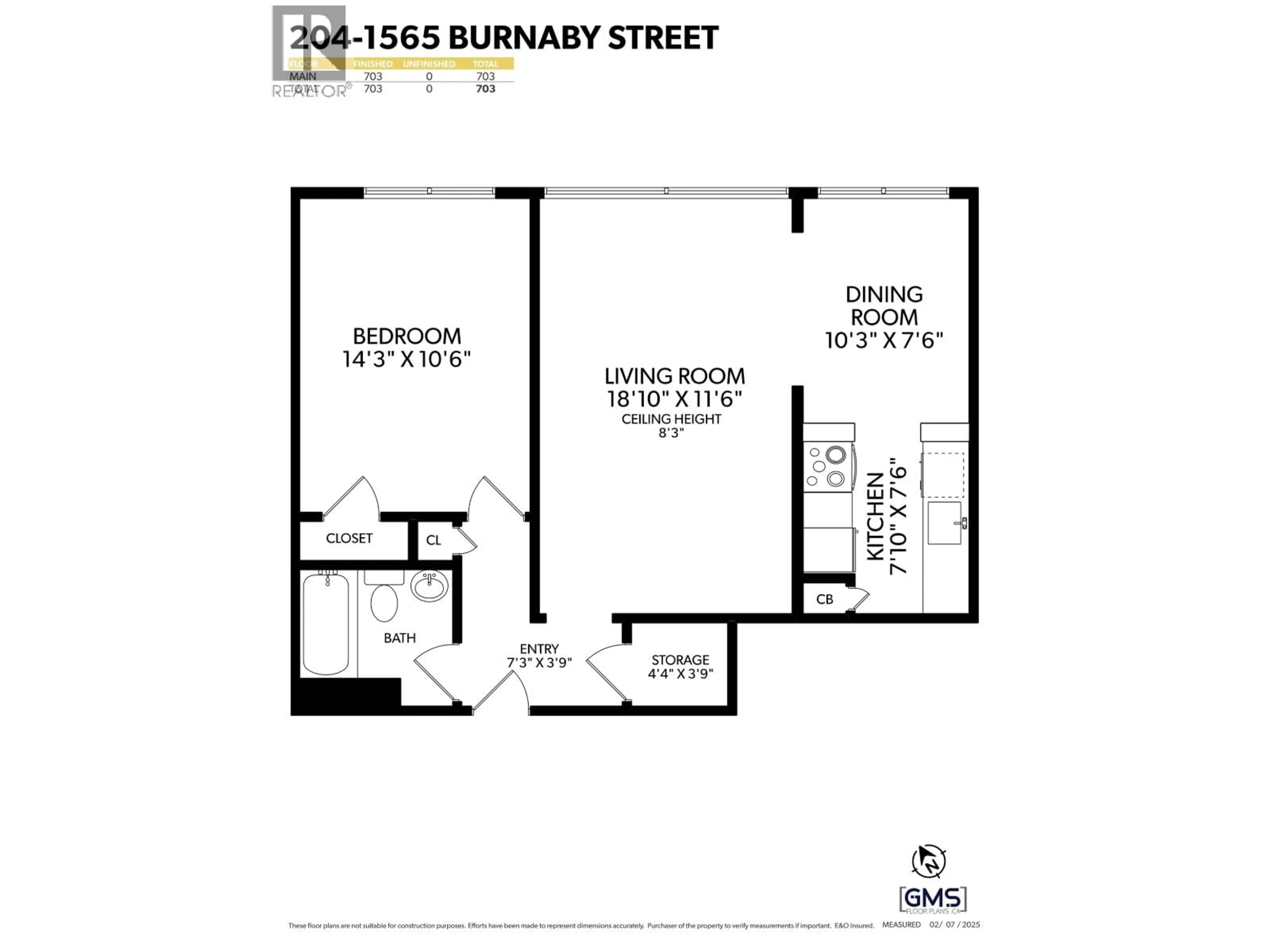 Floor plan for 204 - 1565 BURNABY STREET, Vancouver British Columbia V6G2P7