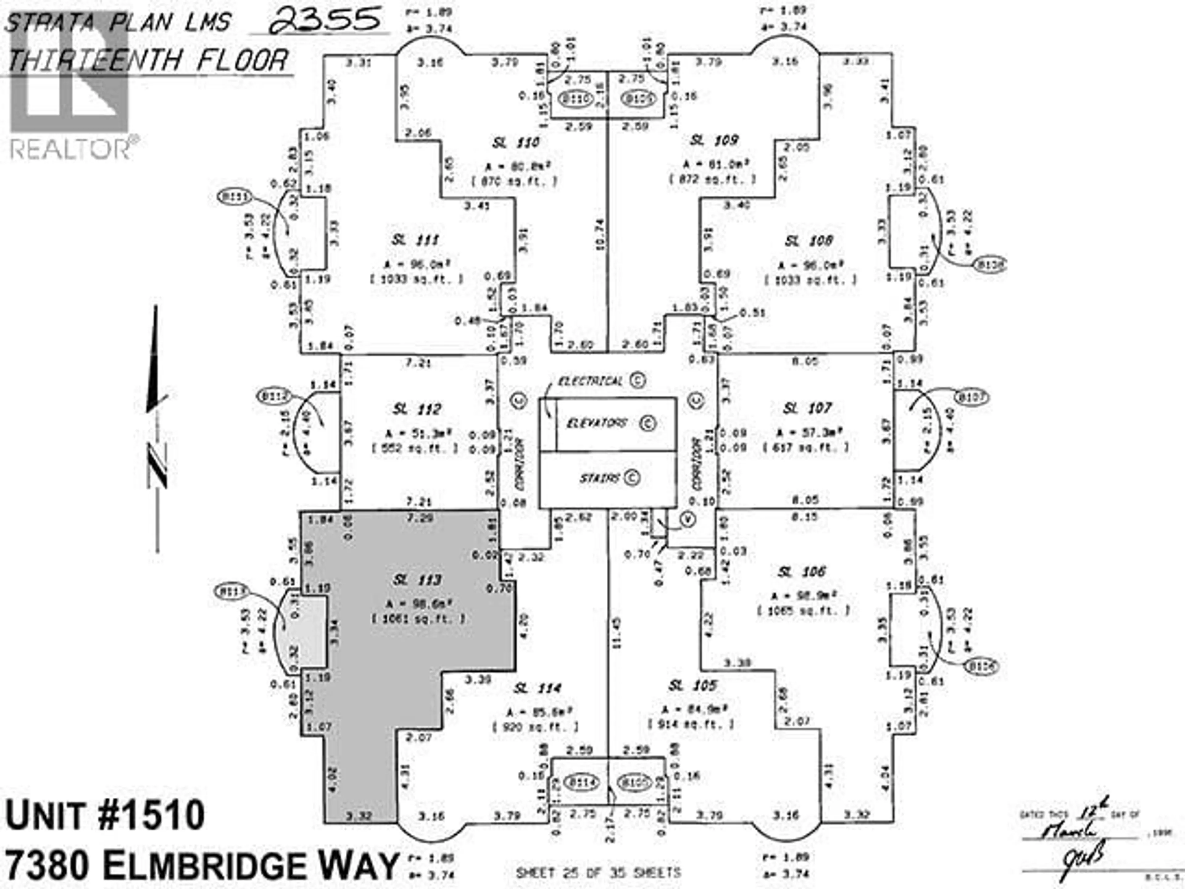 Floor plan for 1510 - 7380 ELMBRIDGE WAY, Richmond British Columbia V6X4A1