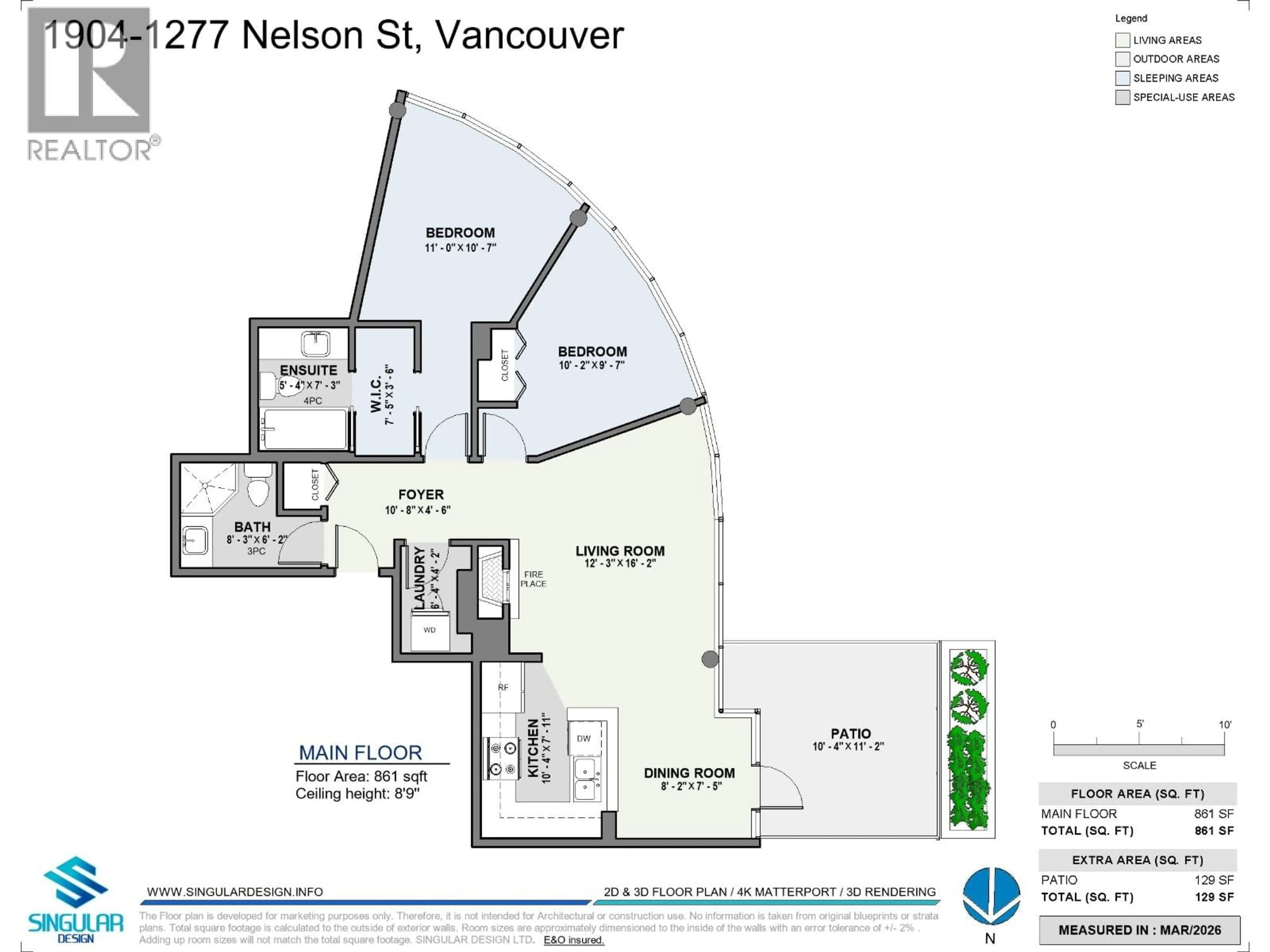 Floor plan for 1904 - 1277 NELSON STREET, Vancouver British Columbia V6E4M8