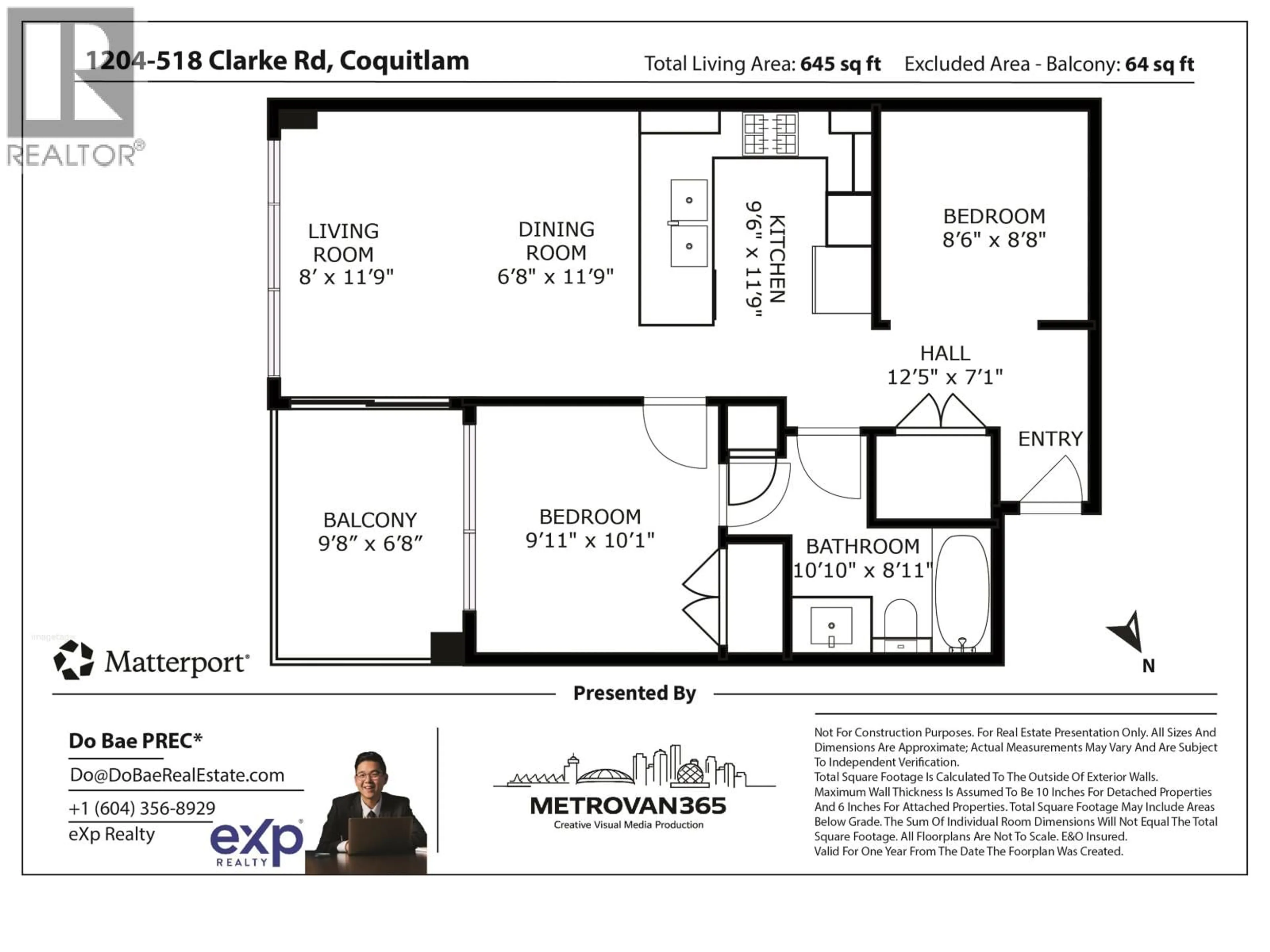 Floor plan for 1204 - 518 CLARKE ROAD, Coquitlam British Columbia V3J0S7