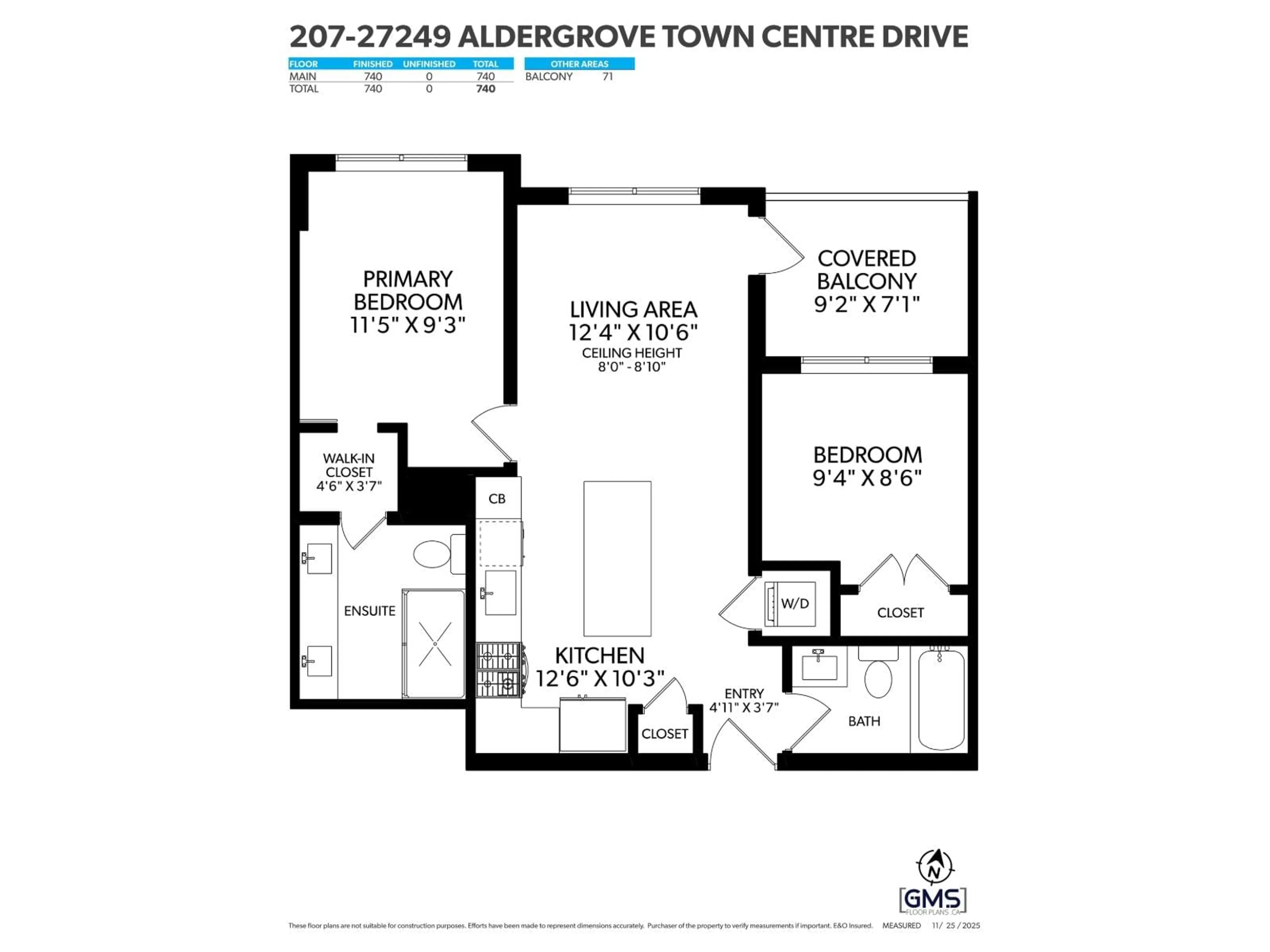 Floor plan for 207 - 27249 ALDERGROVE TOWN CENTRE DRIVE, Langley British Columbia V4W0E4