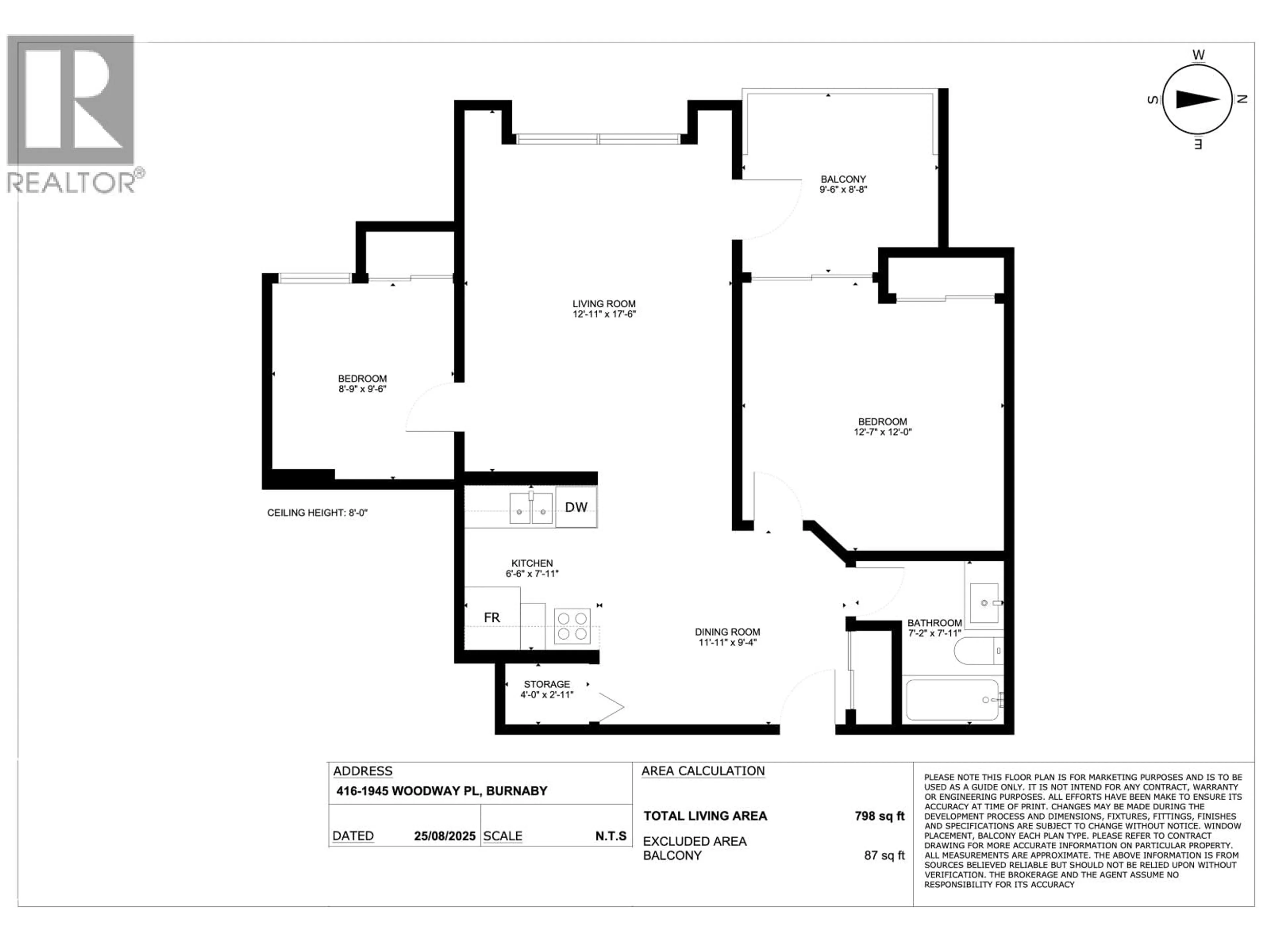 Floor plan for 416 - 1945 WOODWAY PLACE, Burnaby British Columbia V5B4S4