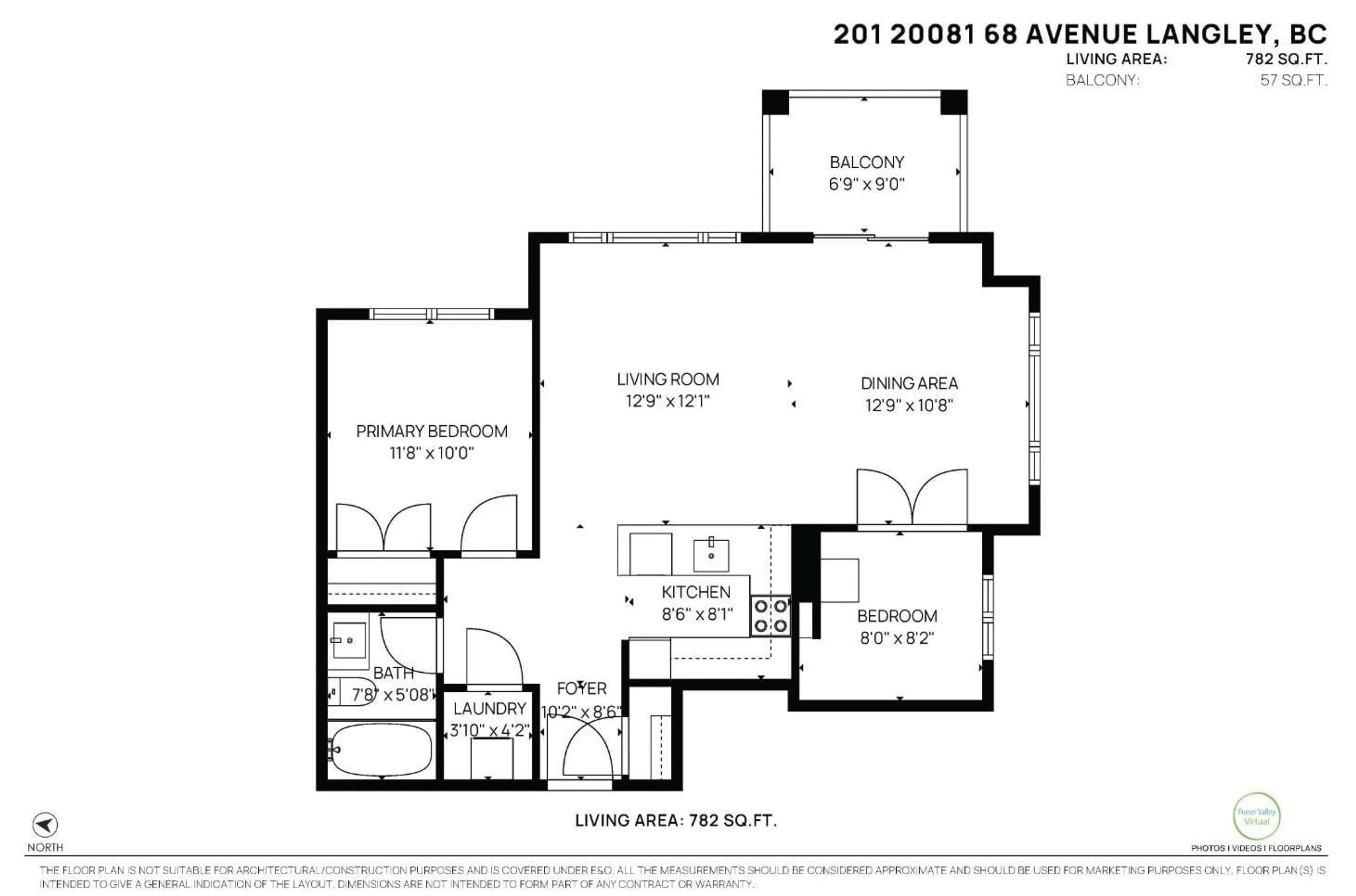 Floor plan for 201 - 20081 68 AVENUE, Langley British Columbia V2Y1P5