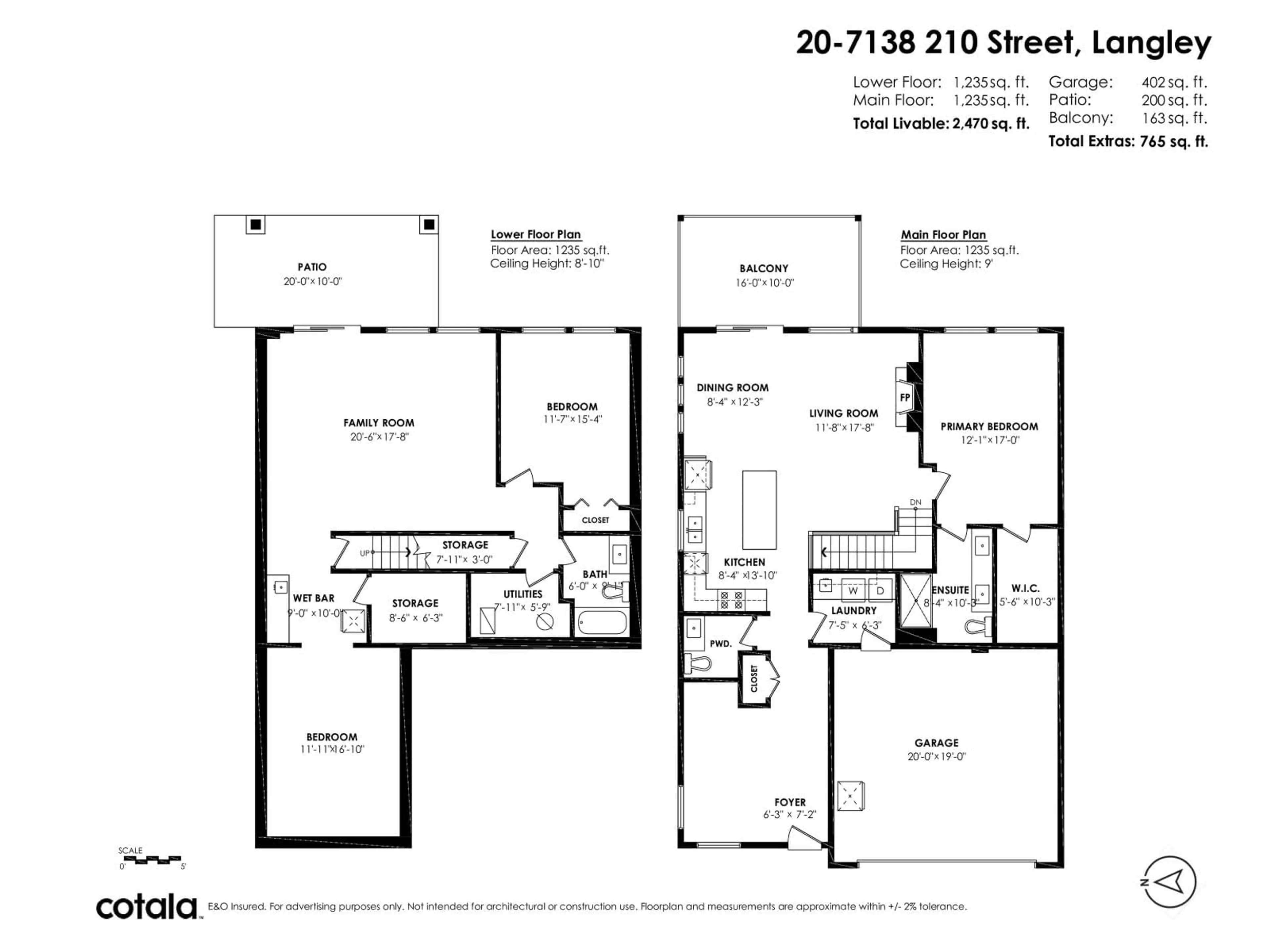 Floor plan for 20 - 7138 210 STREET, Langley British Columbia V2Y0V7