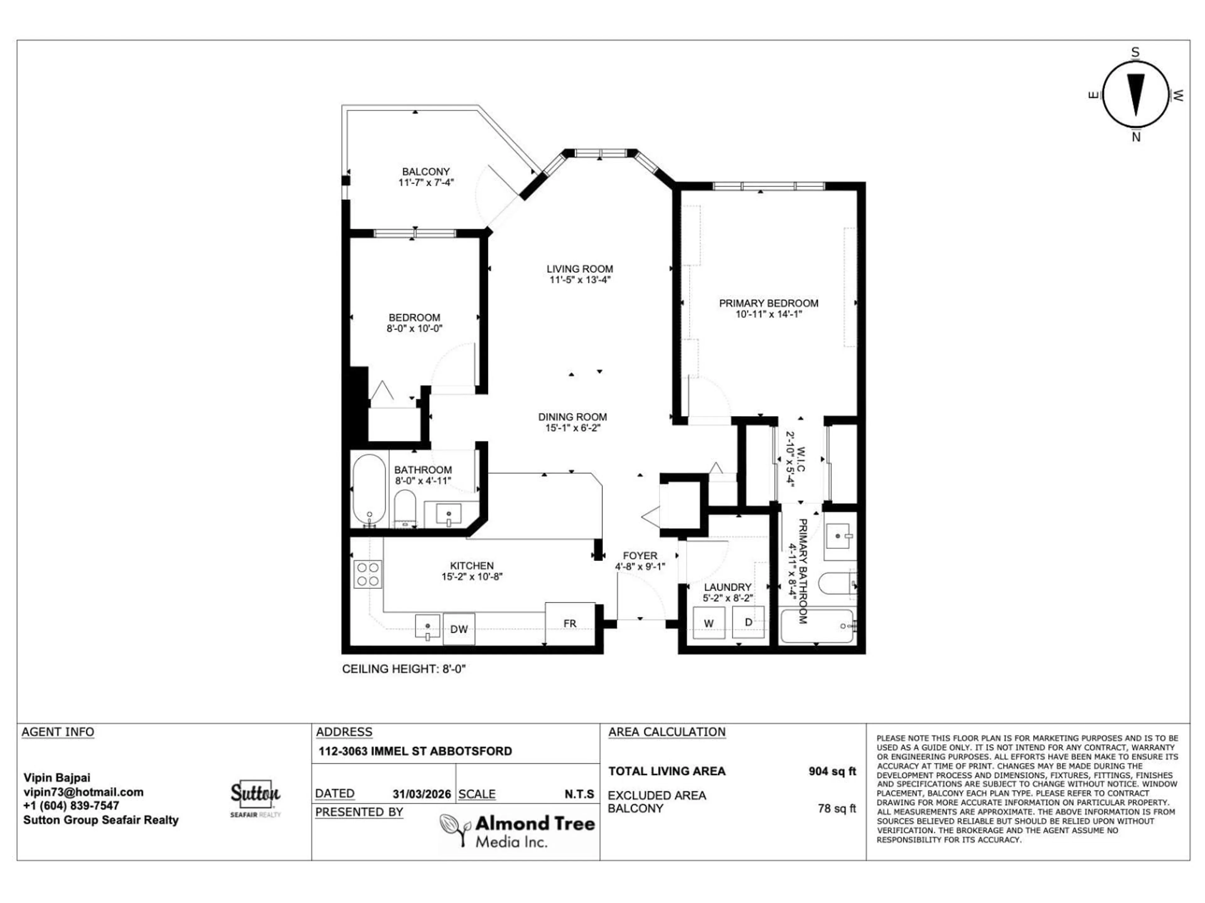 Floor plan for 112 - 3063 IMMEL STREET, Abbotsford British Columbia V2S4L3