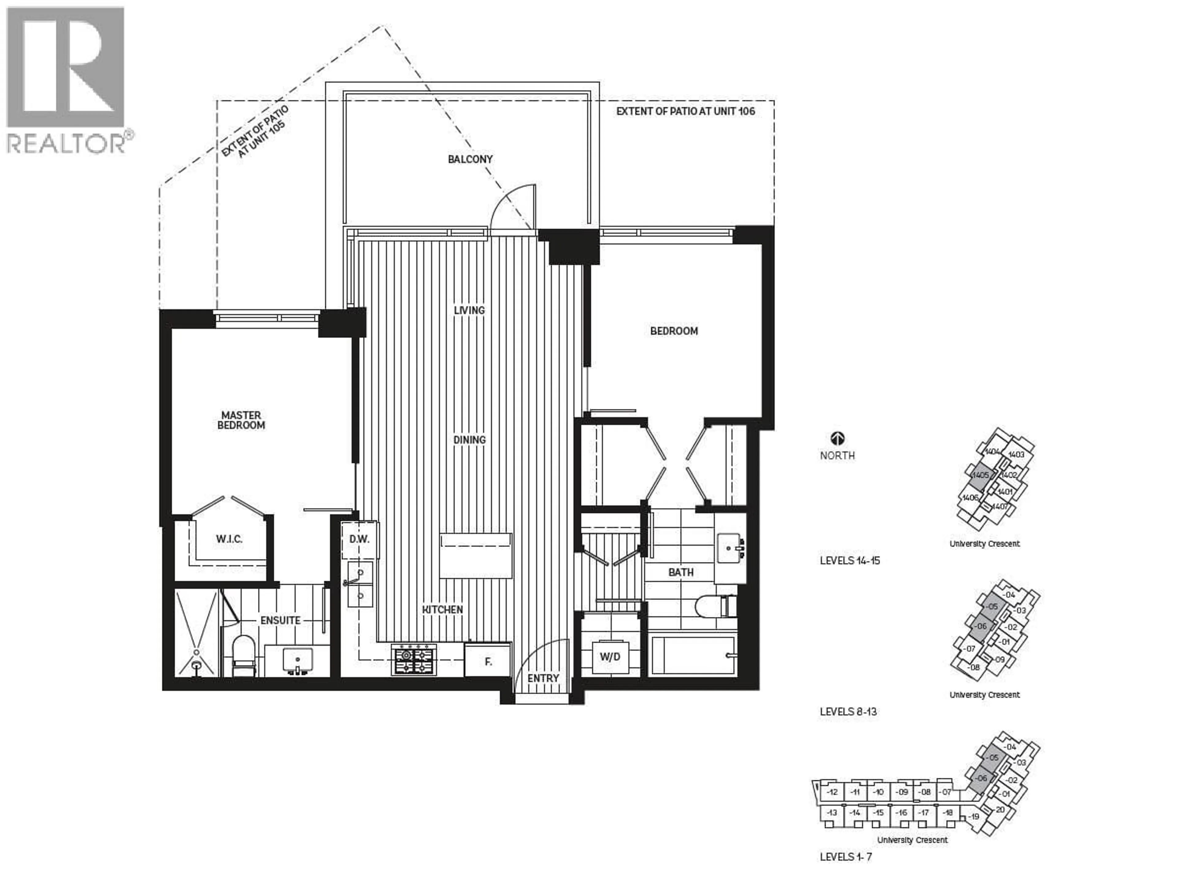 Floor plan for 105 - 8850 UNIVERSITY CRESCENT, Burnaby British Columbia V5A0C8