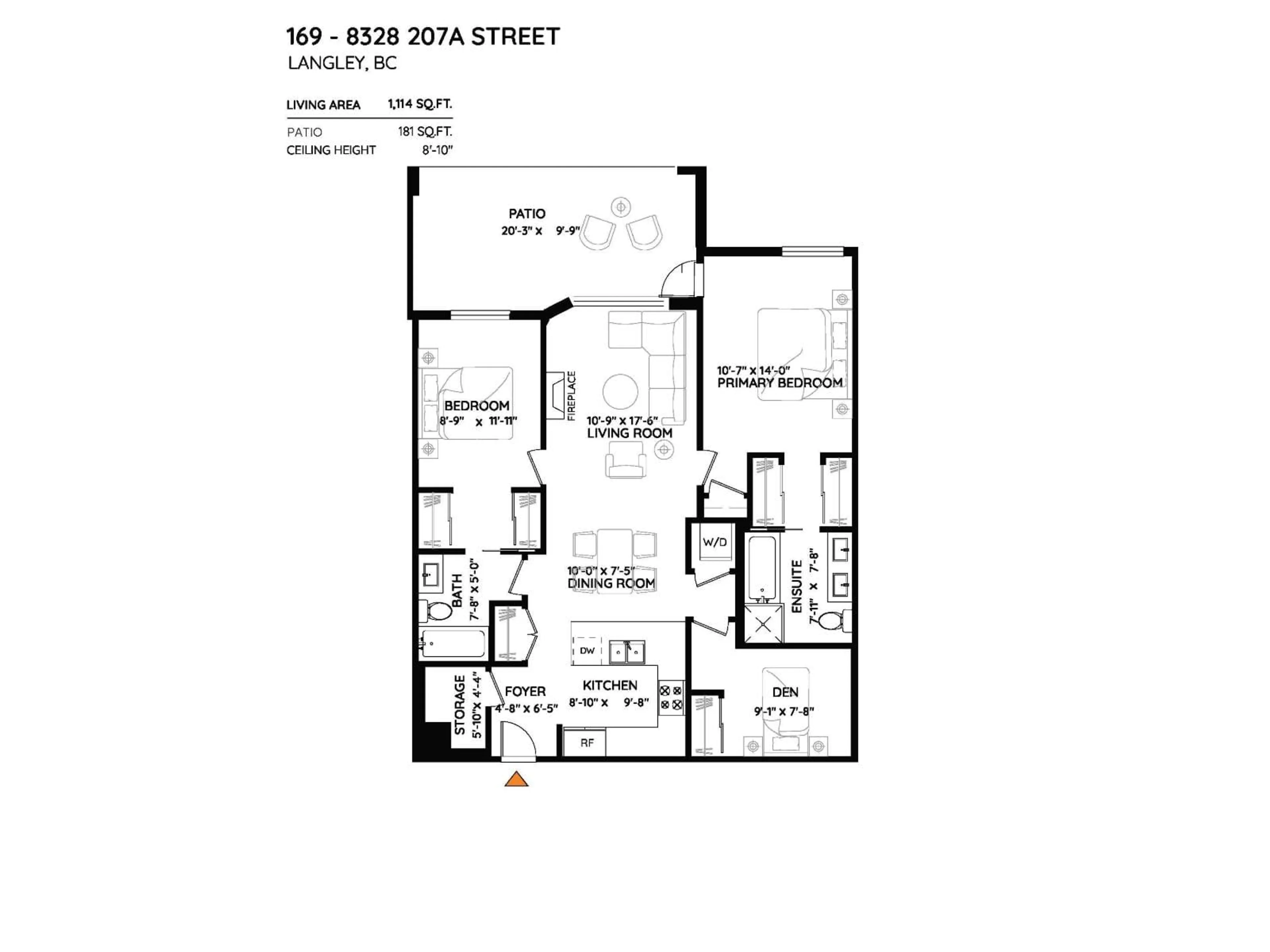 Floor plan for 169 - 8328 207A STREET, Langley British Columbia V2Y0K5