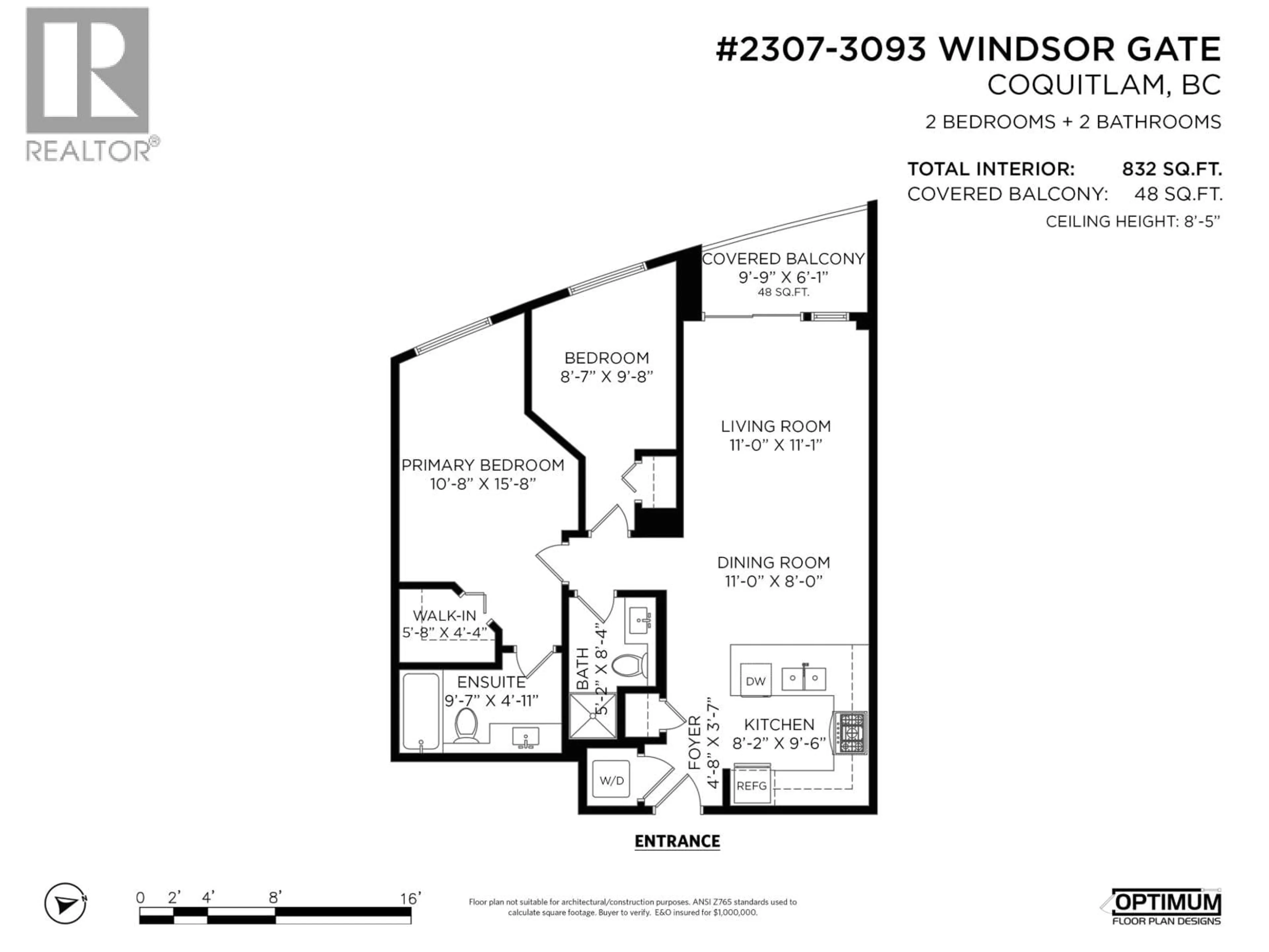 Floor plan for 2307 - 3093 WINDSOR GATE, Coquitlam British Columbia V3B0N2