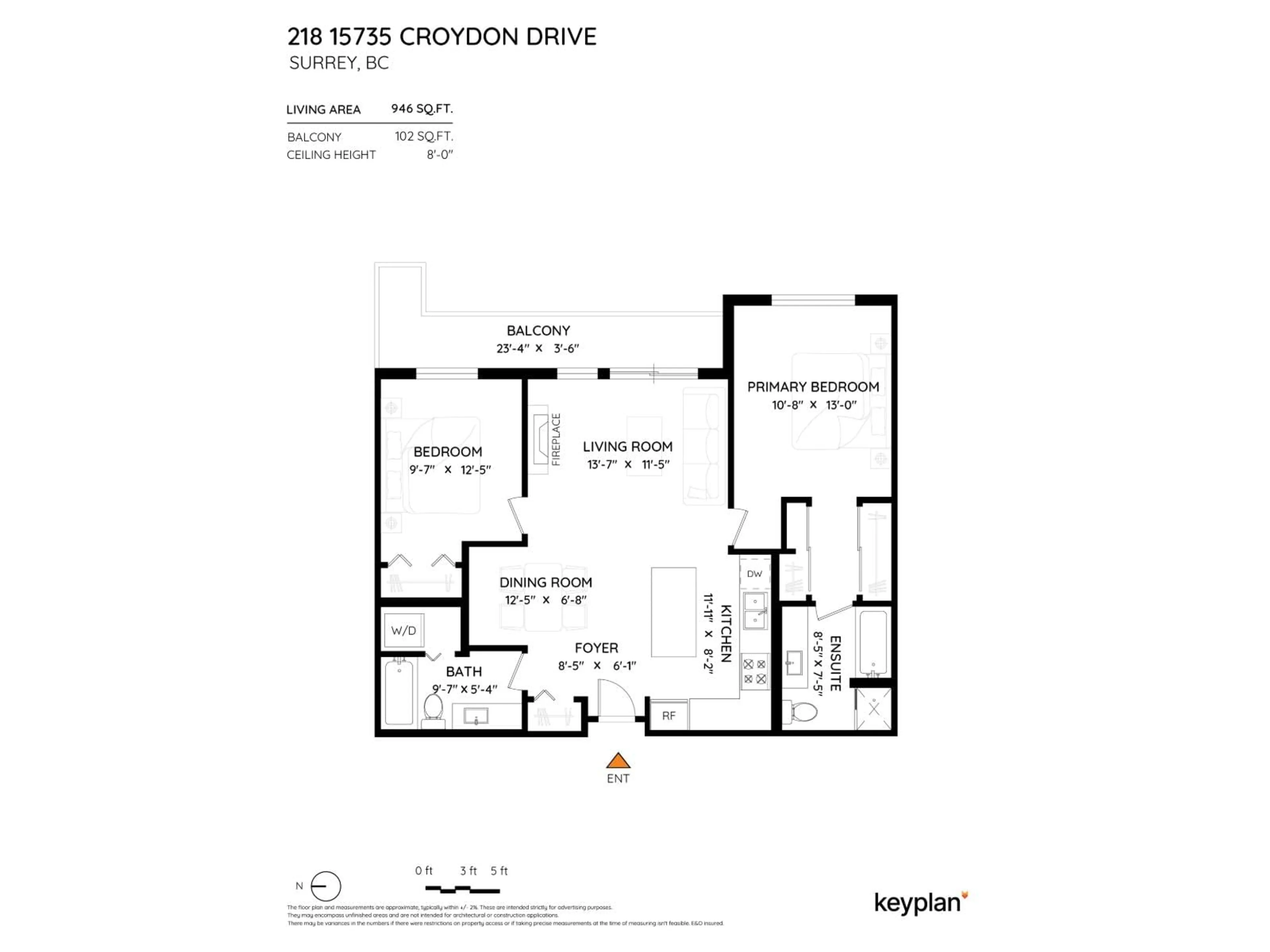 Floor plan for 218 - 15735 CROYDON DRIVE, Surrey British Columbia V3Z2L5