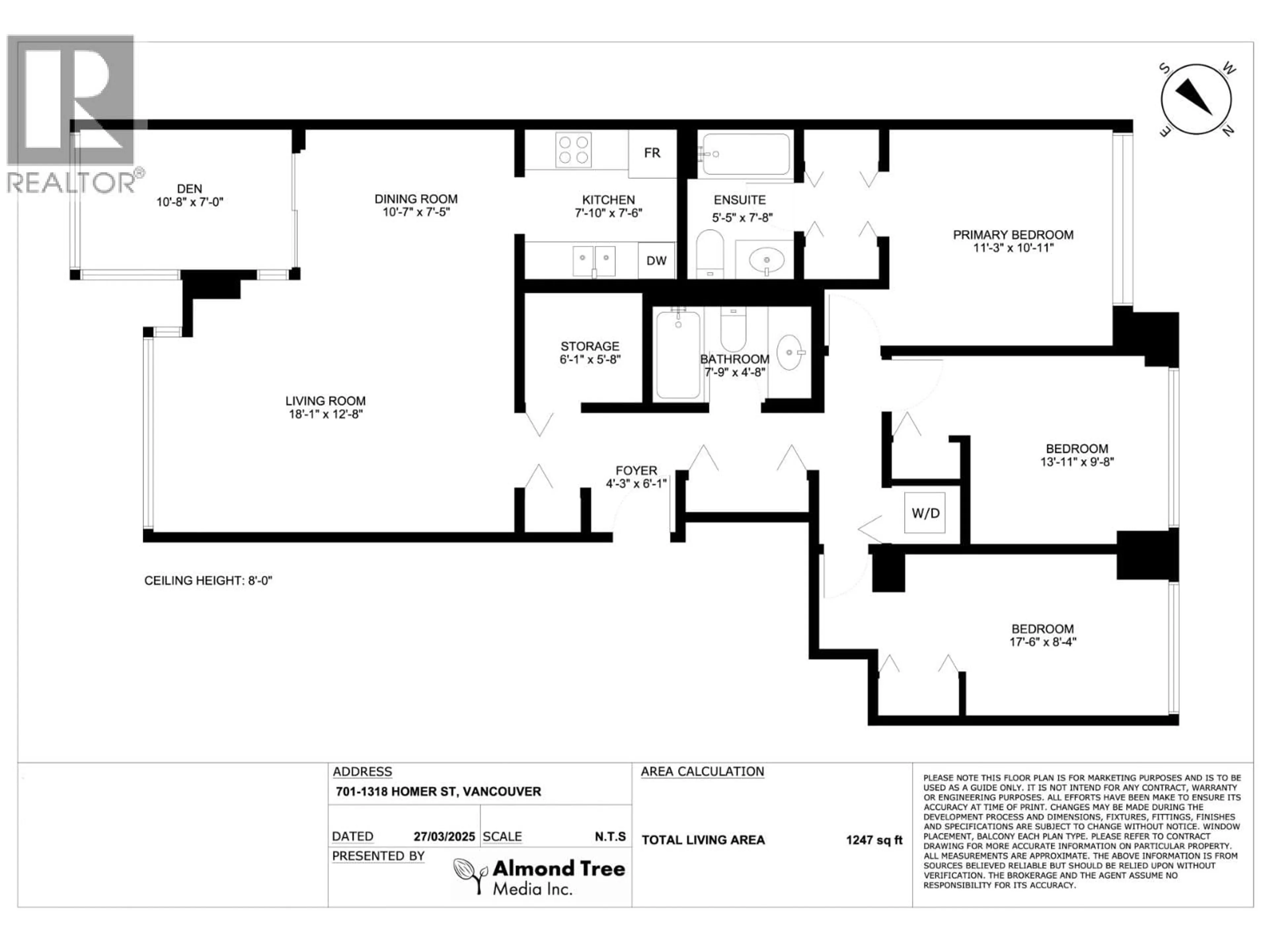 Floor plan for 701 - 1318 HOMER STREET, Vancouver British Columbia V6B6A7
