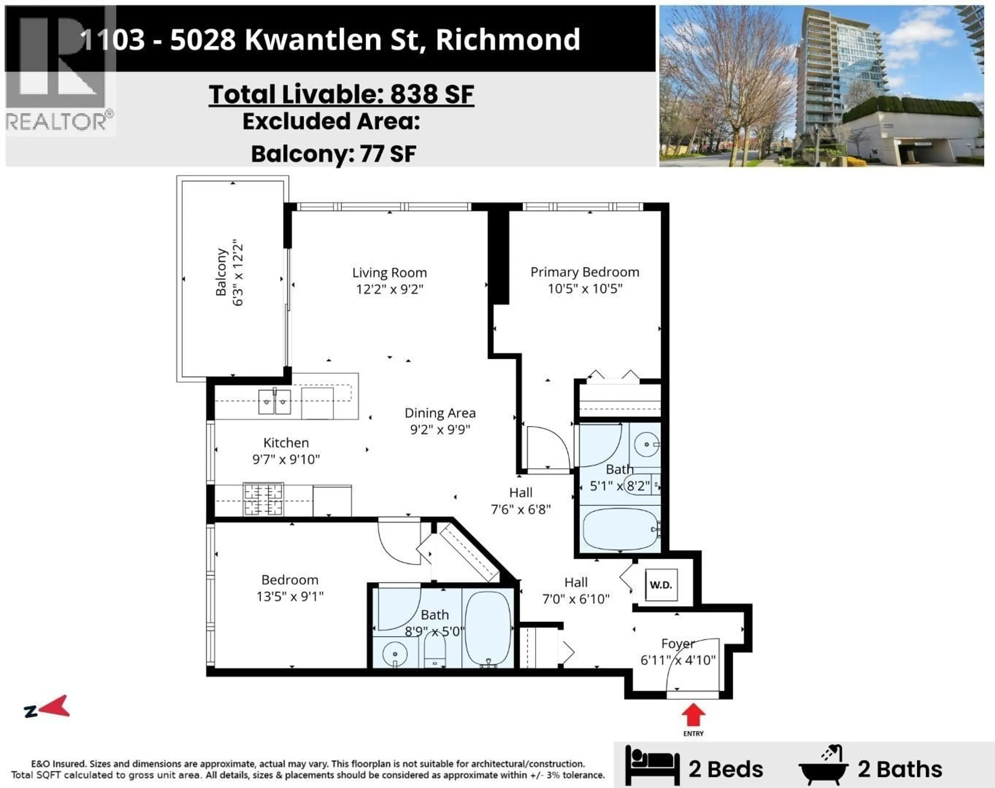 Floor plan for 1103 - 5028 KWANTLEN STREET, Richmond British Columbia V6X4K2