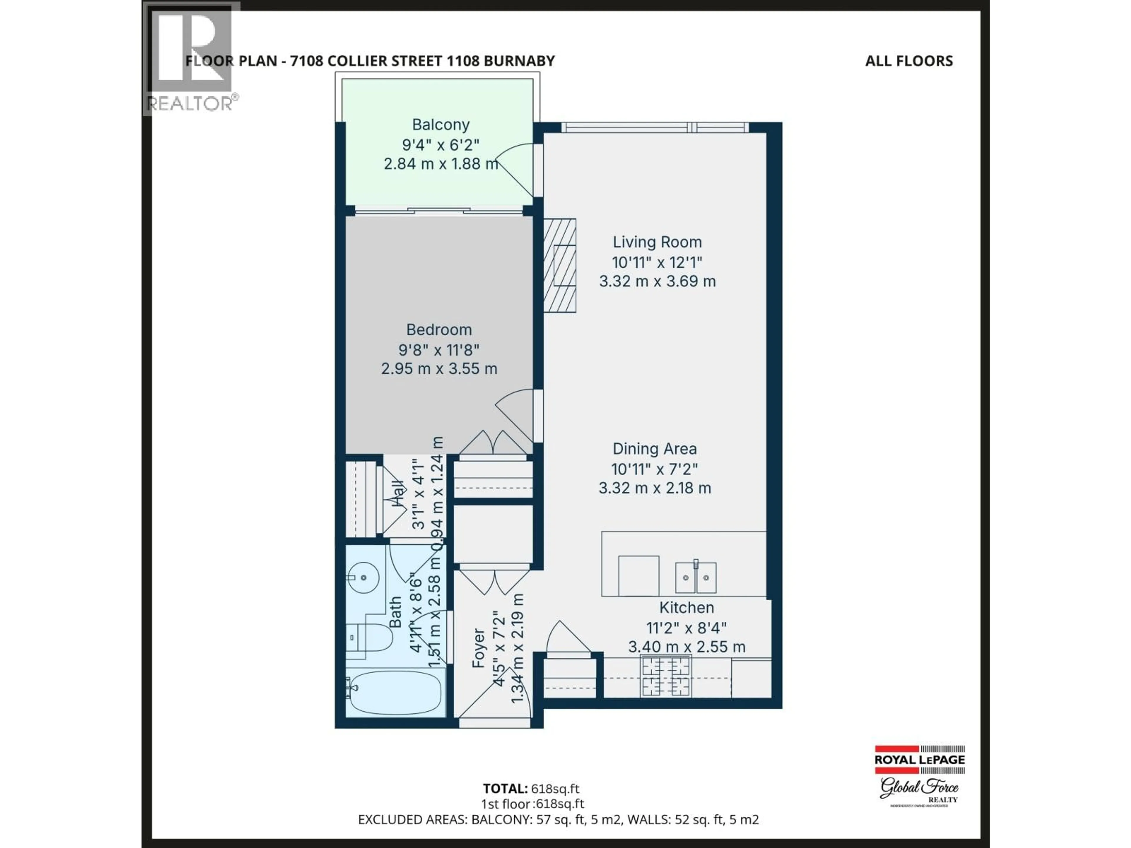 Floor plan for 1108 - 7108 COLLIER STREET, Burnaby British Columbia V5E0A1