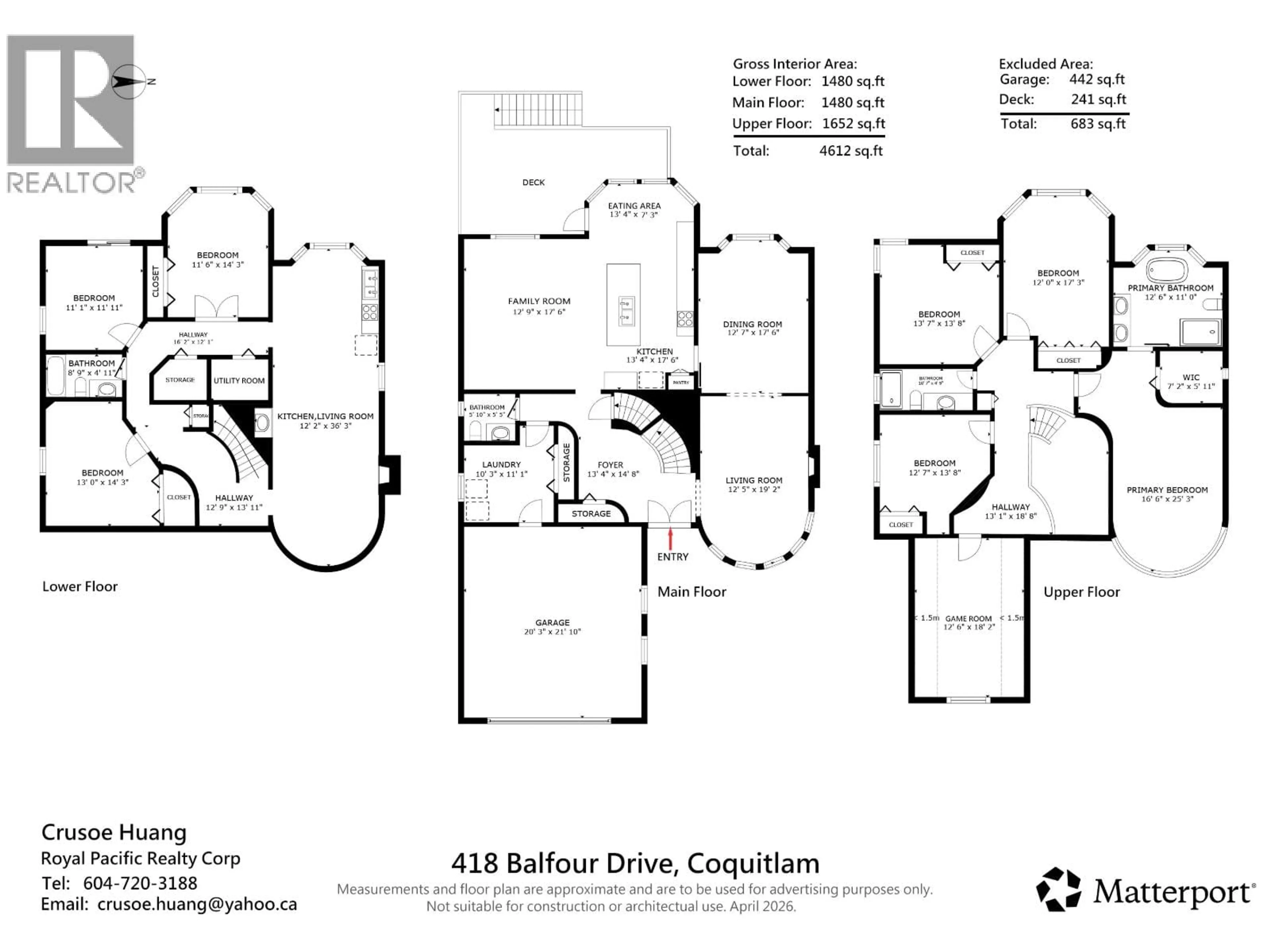 Floor plan for 418 BALFOUR DRIVE, Coquitlam British Columbia V3K6J7