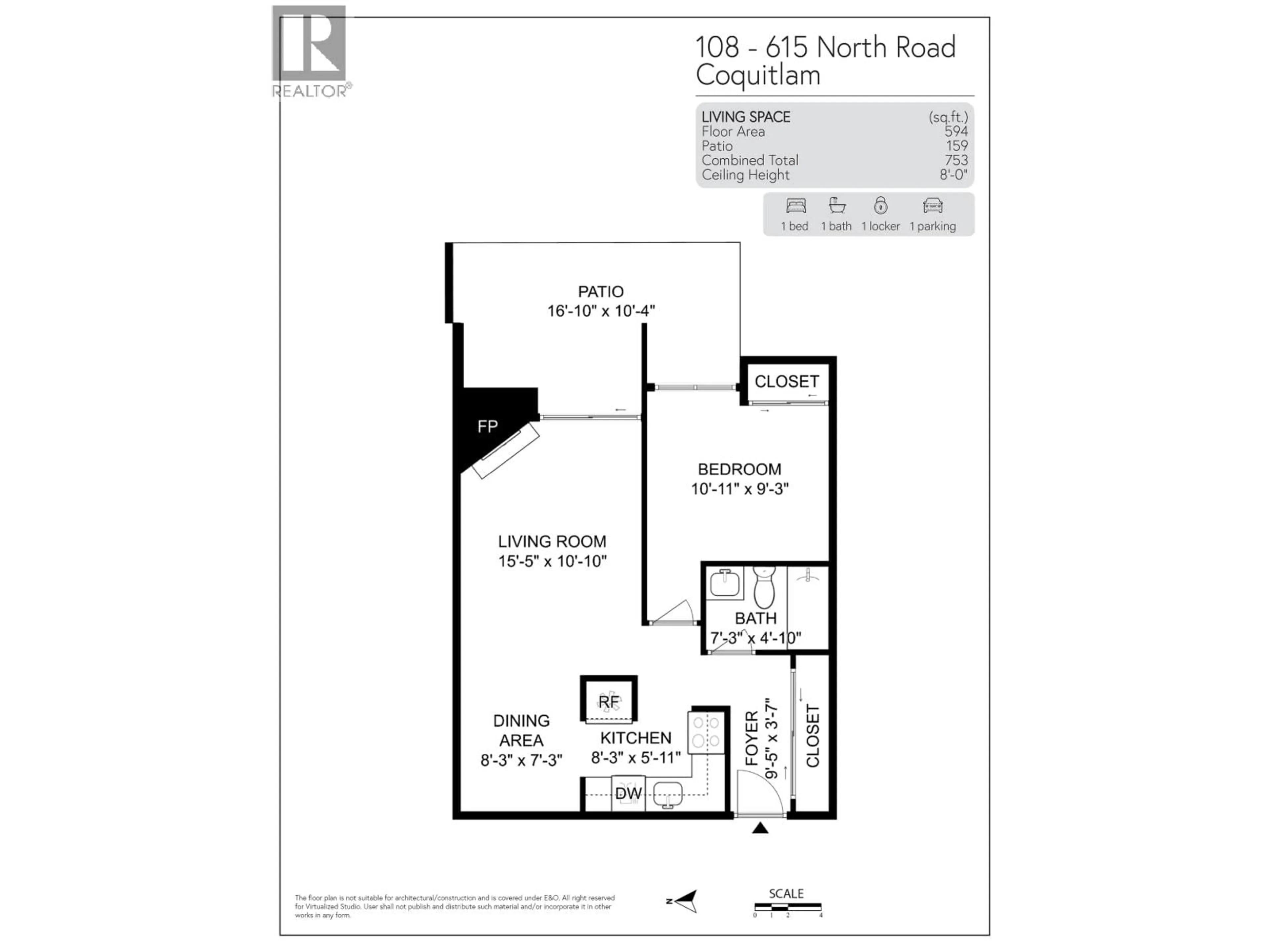 Floor plan for 108 - 615 NORTH ROAD, Coquitlam British Columbia V3J1P1