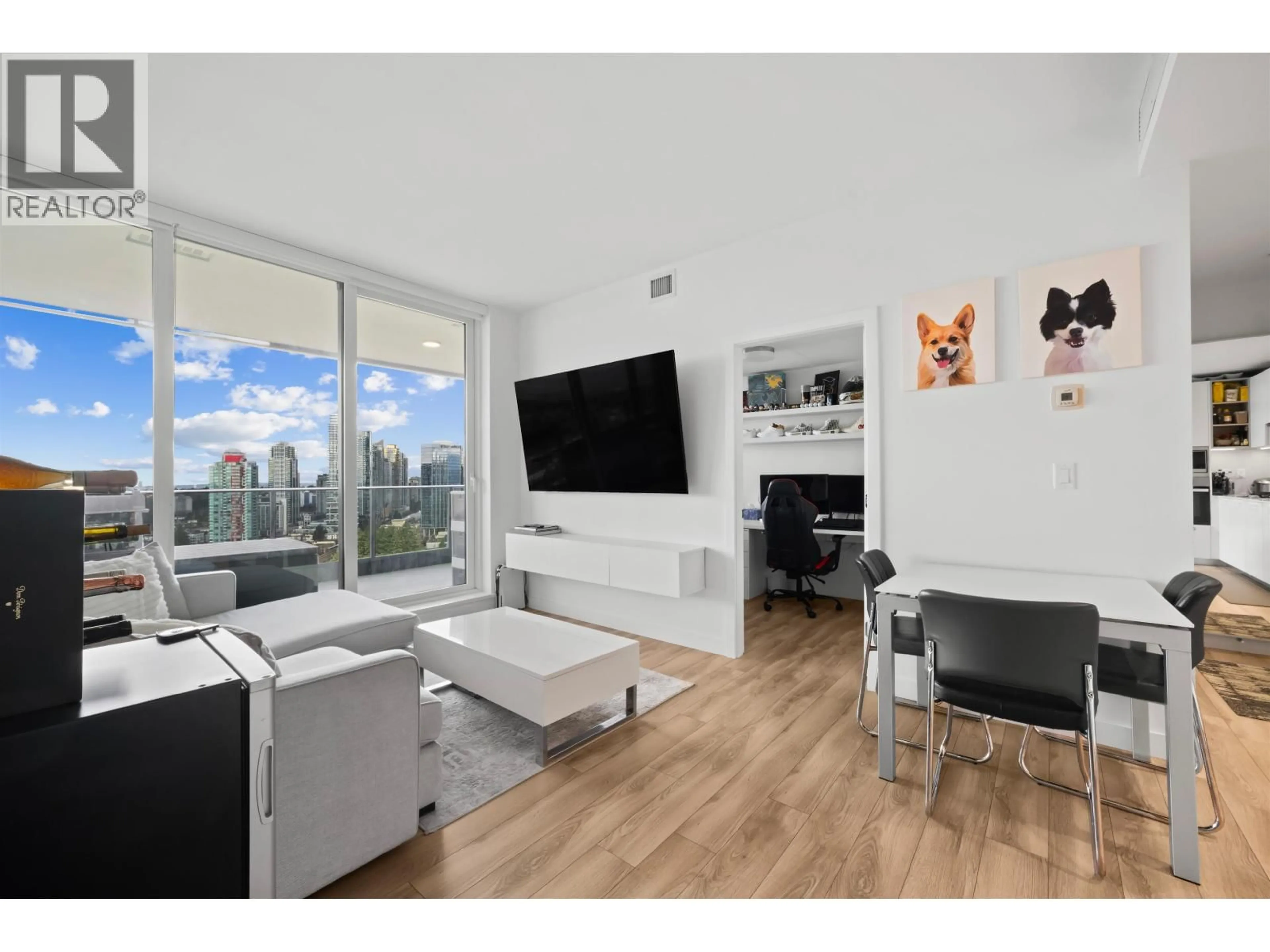 Living room with furniture, wood/laminate floor for 2501 - 6699 DUNBLANE AVENUE, Burnaby British Columbia V5H0J8