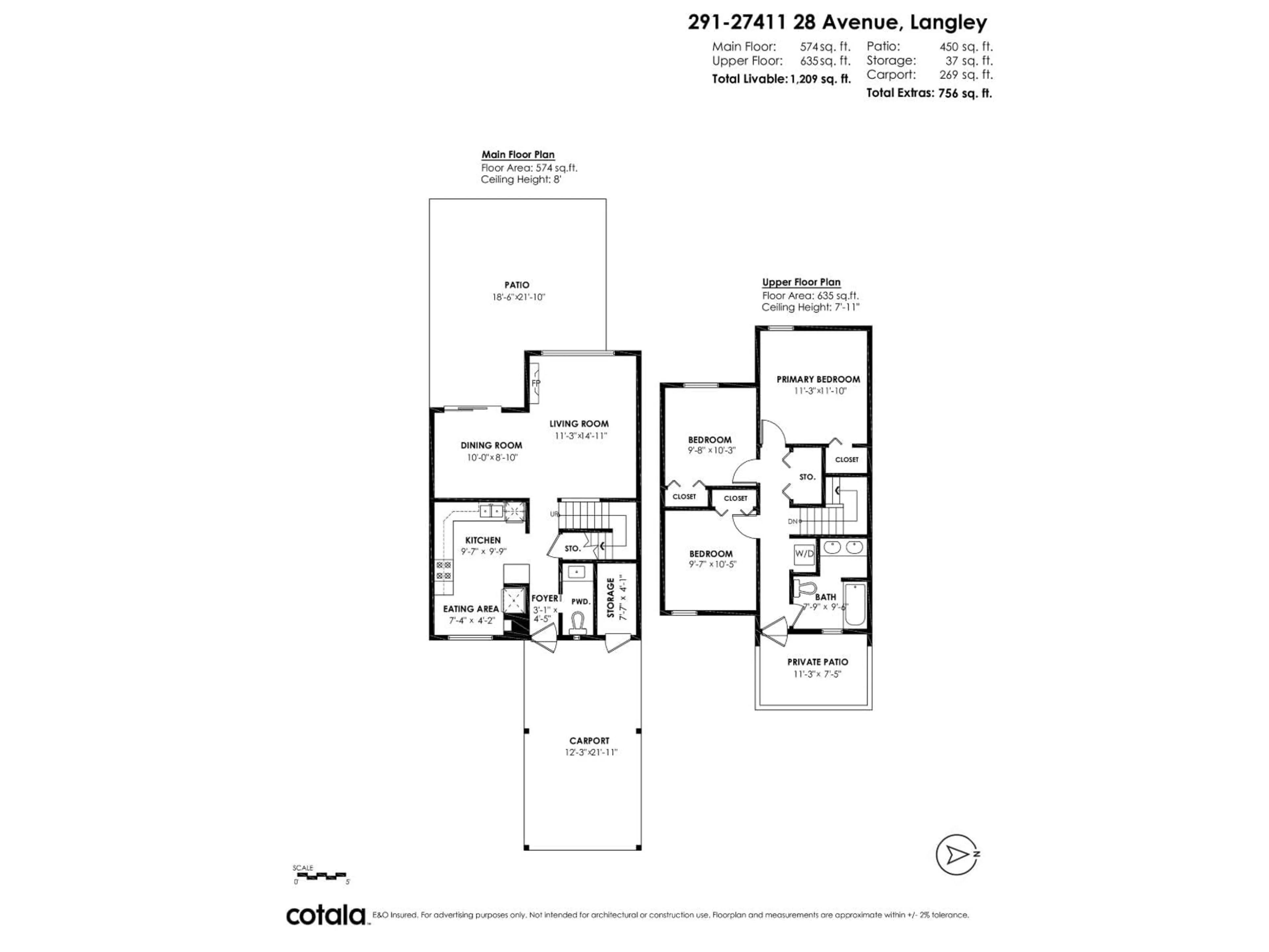 Floor plan for 291 - 27411 28TH AVENUE, Langley British Columbia V4W3V2