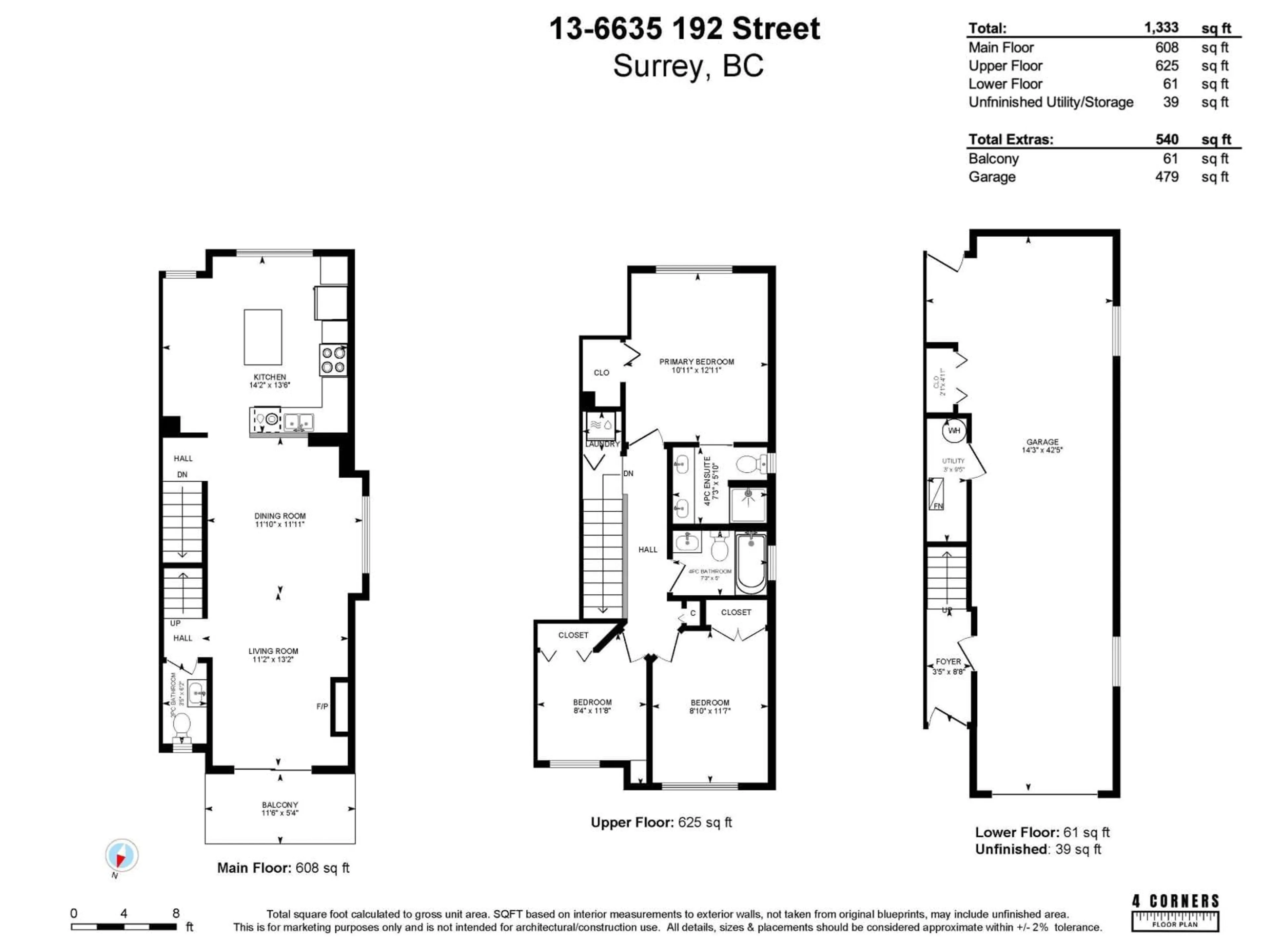 Floor plan for 13 - 6635 192 STREET, Surrey British Columbia V4N5T9