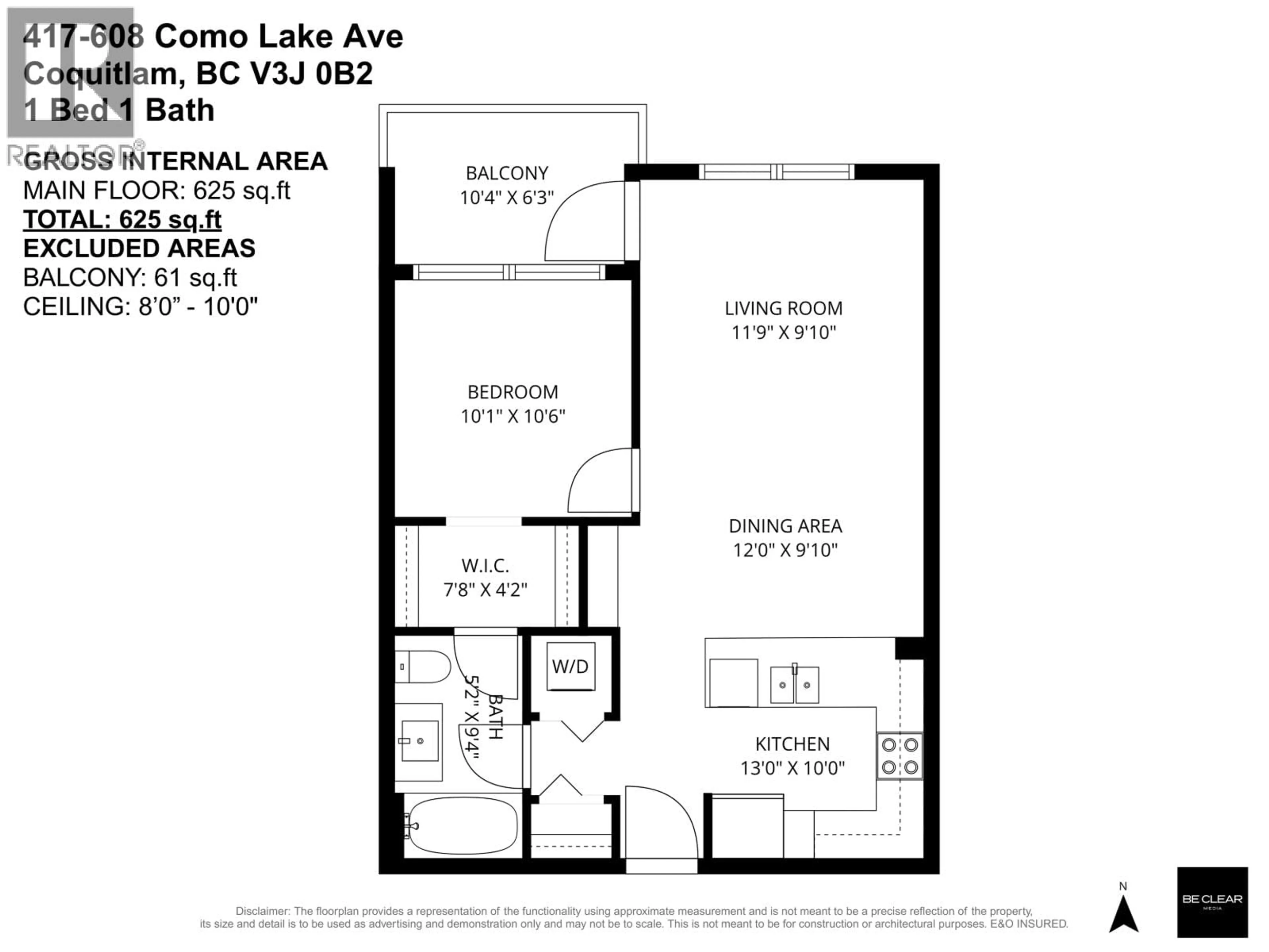 Floor plan for 417 - 608 COMO LAKE AVENUE, Coquitlam British Columbia V3J0B2
