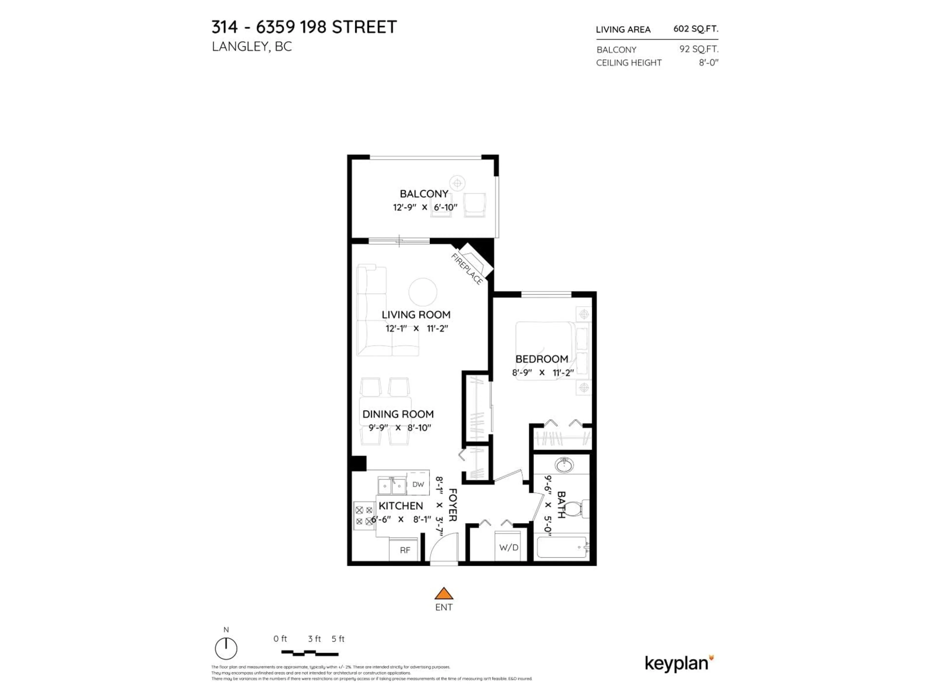 Floor plan for 314 - 6359 198 STREET, Langley British Columbia V2Y2E3