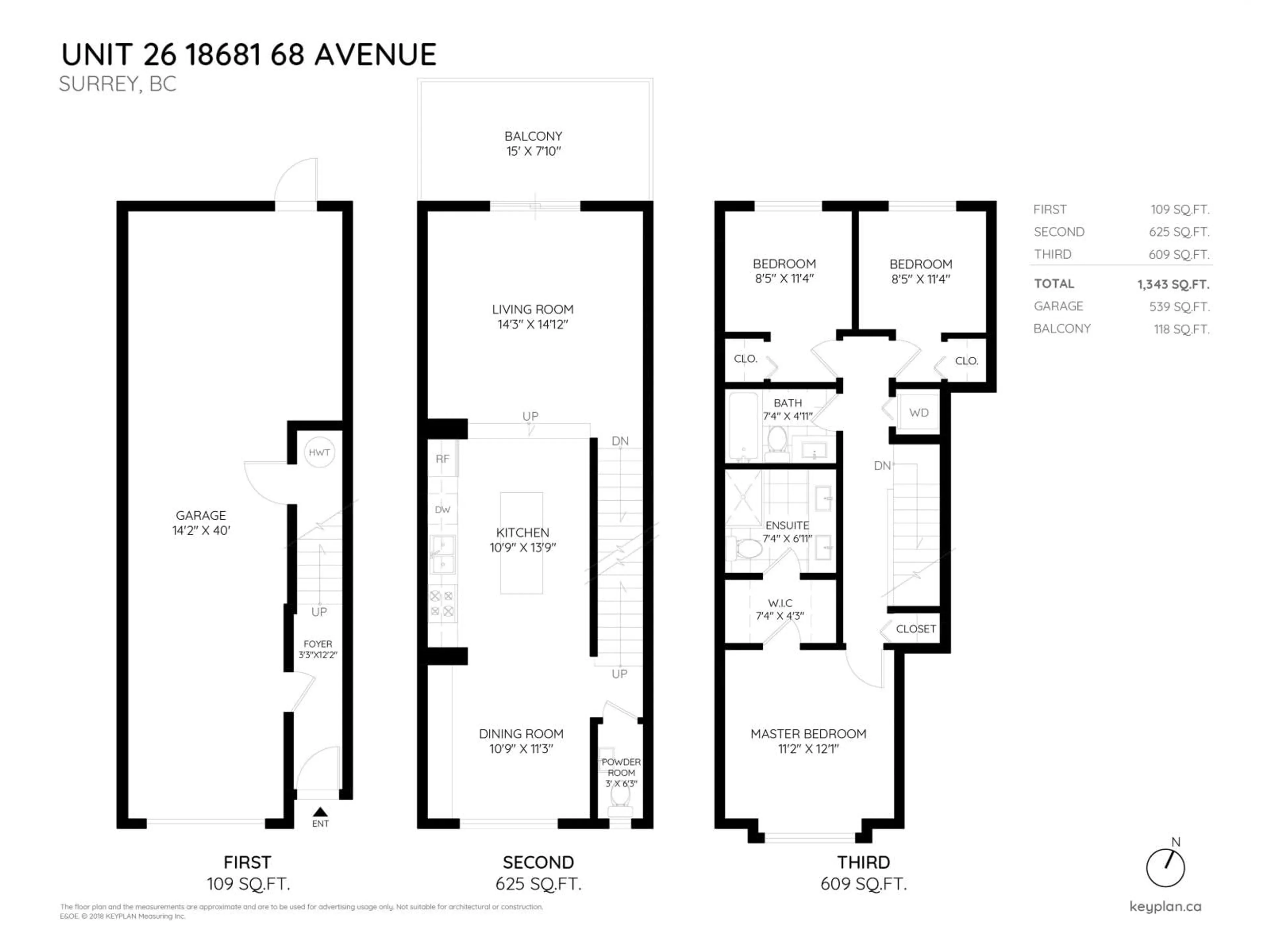 Floor plan for 26 - 18681 68 AVENUE, Surrey British Columbia V4N6P3