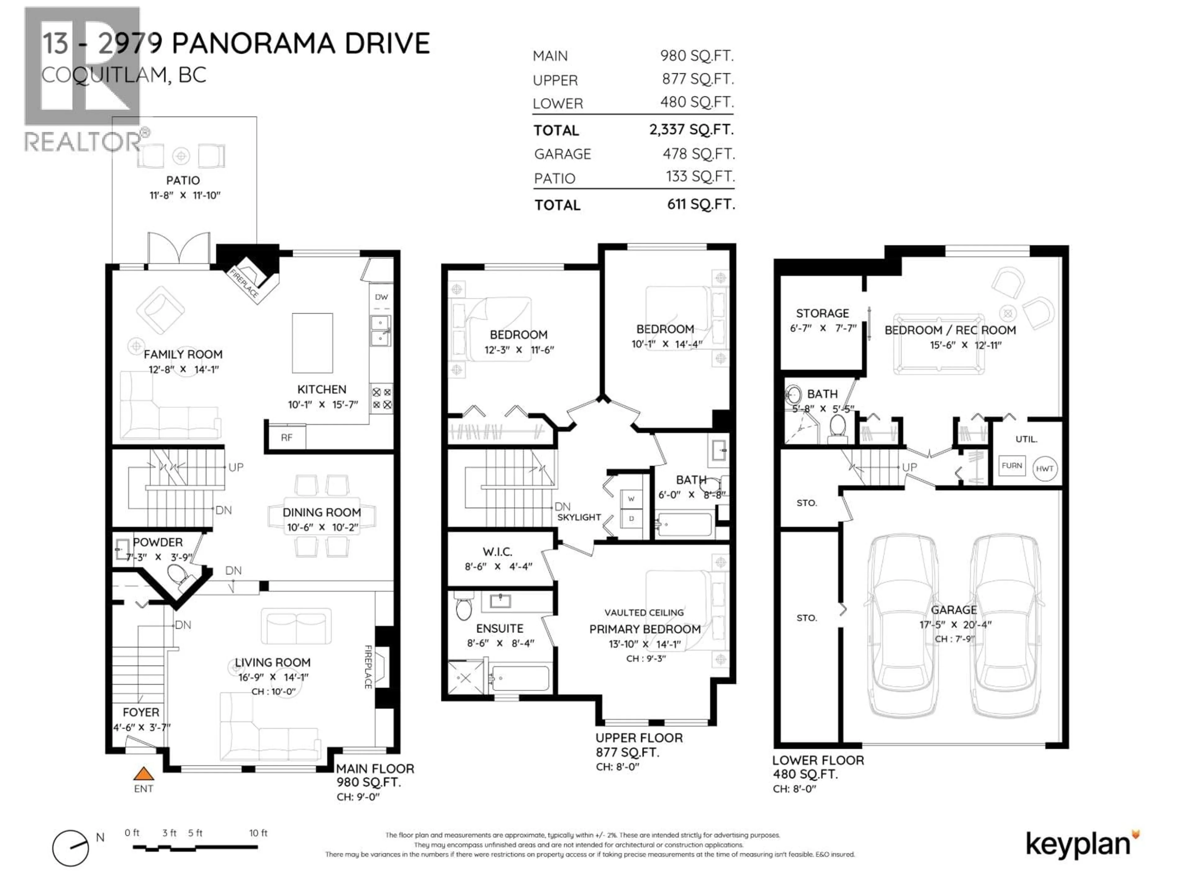 Floor plan for 13 - 2979 PANORAMA DRIVE, Coquitlam British Columbia V3E2W8