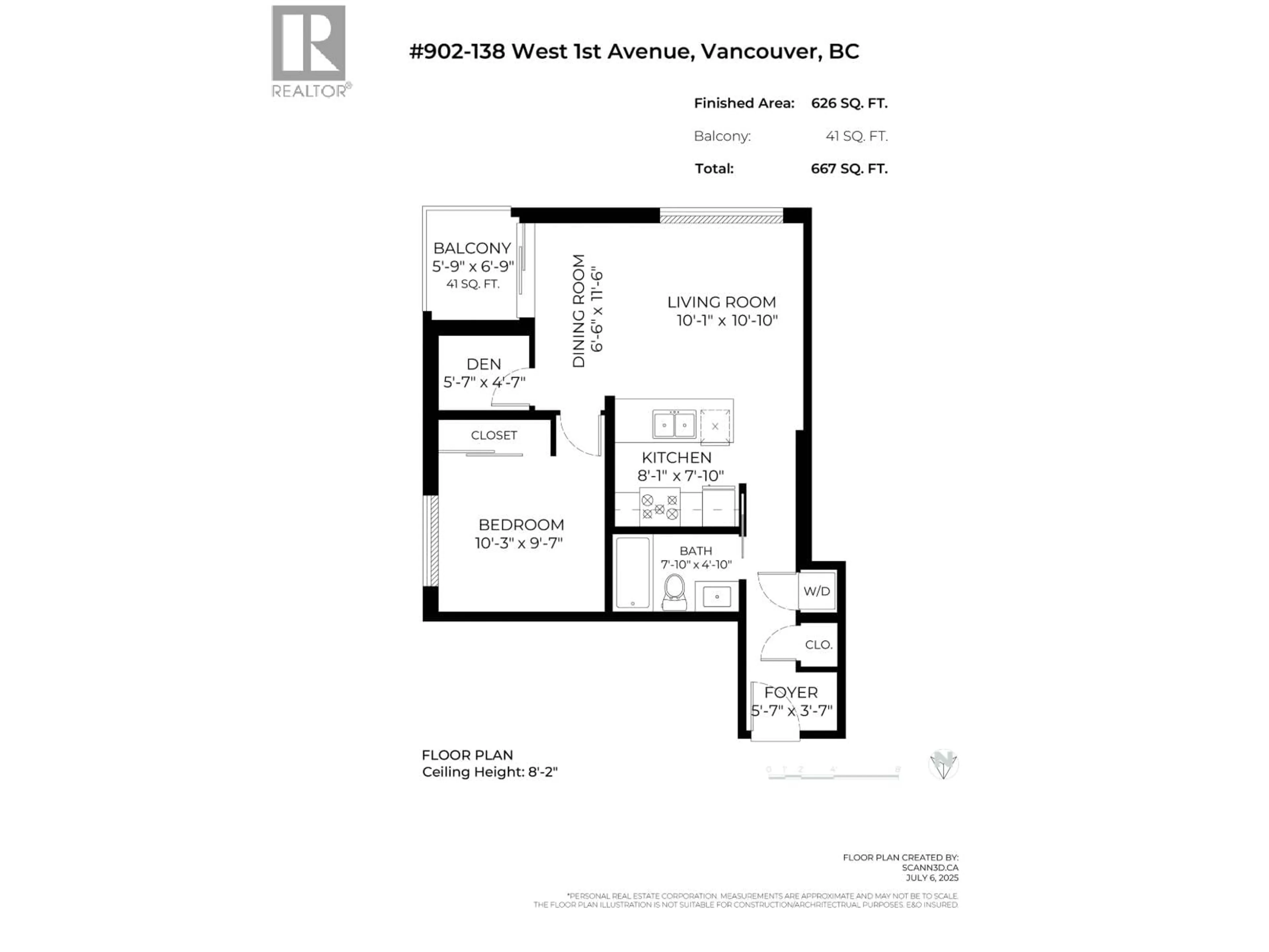 Floor plan for 902 - 138 1ST AVENUE, Vancouver British Columbia V5Y0H5