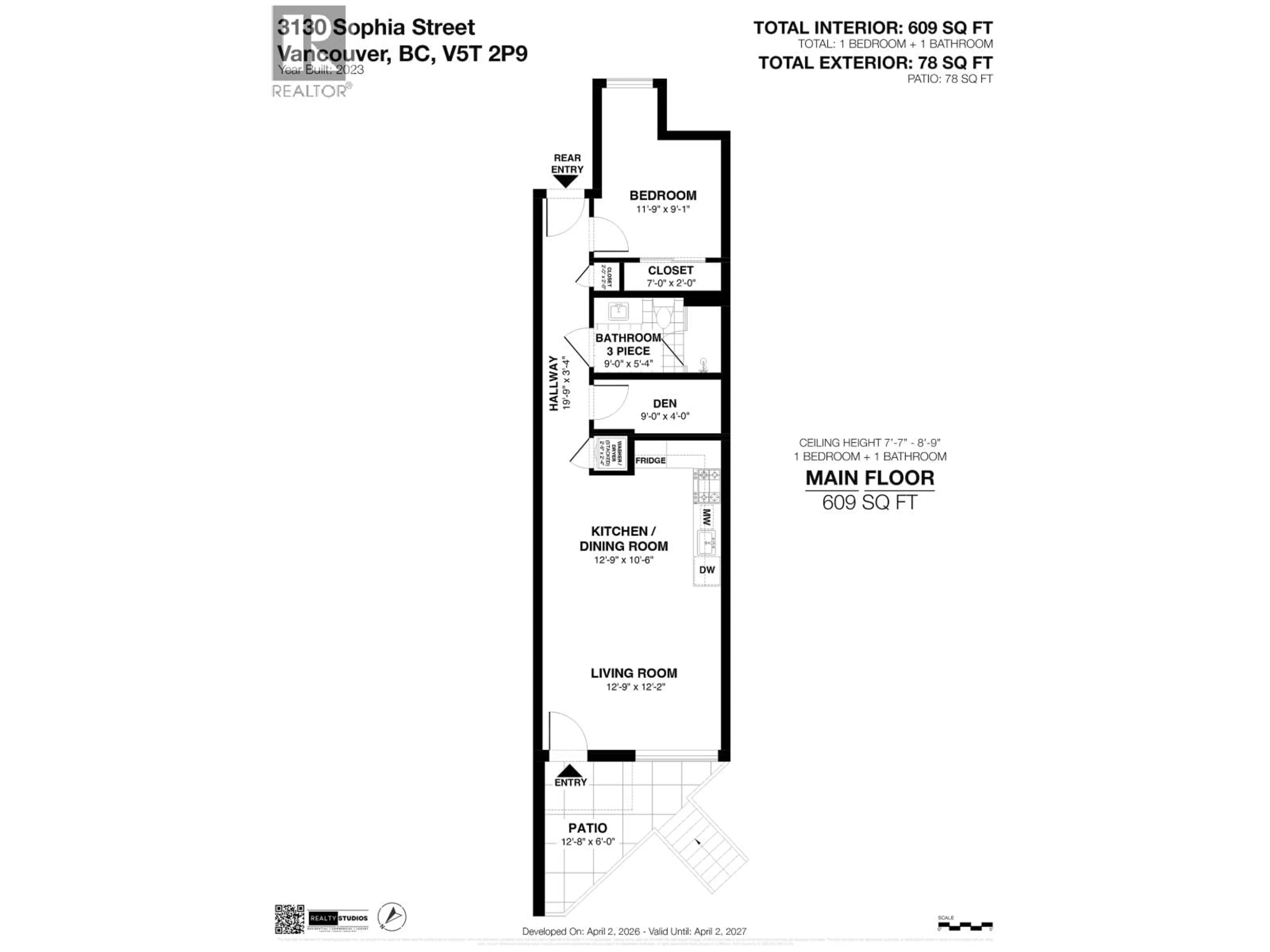 Floor plan for 3130 SOPHIA STREET, Vancouver British Columbia V5T0K5