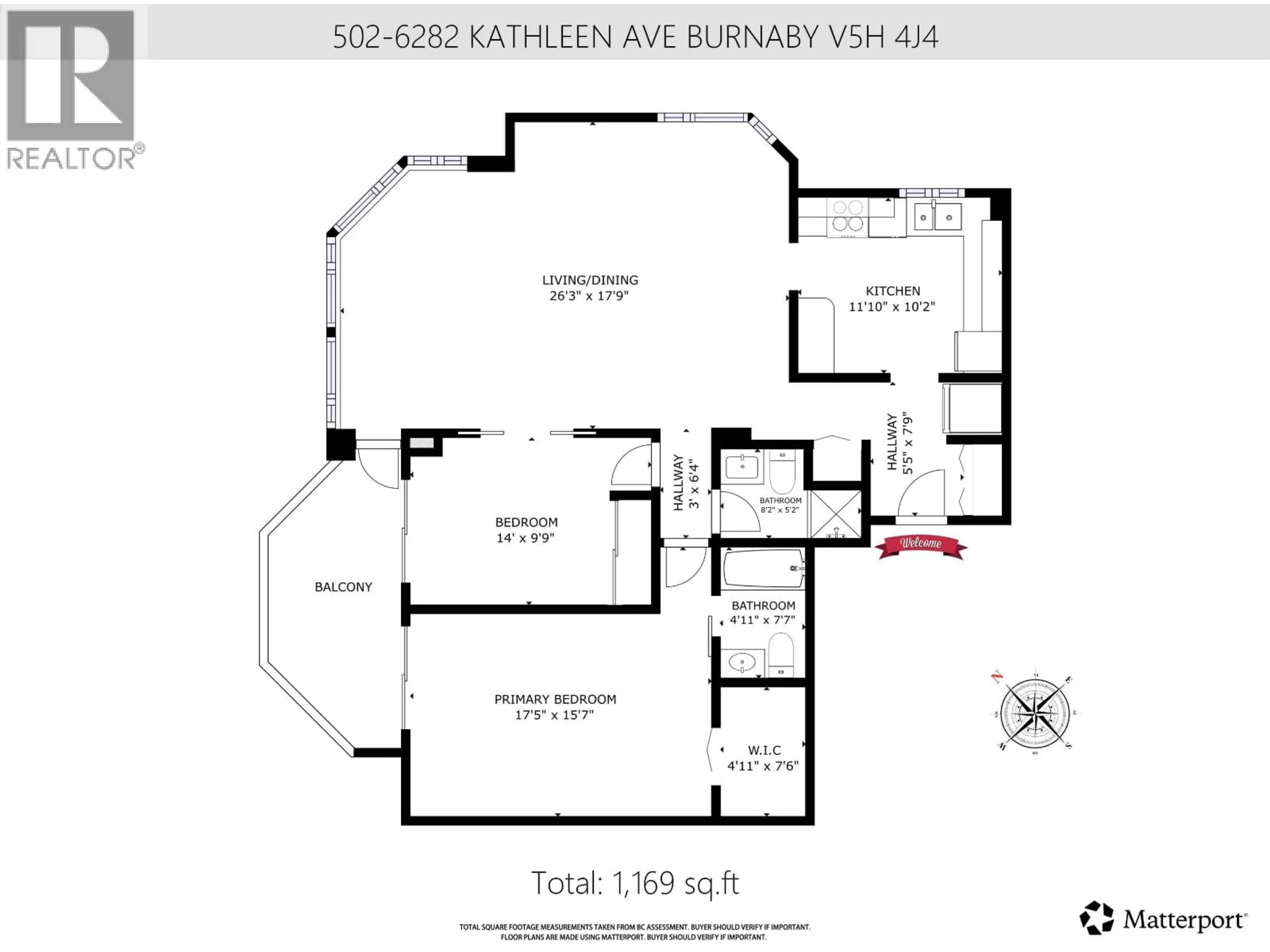 Floor plan for 502 - 6282 KATHLEEN AVENUE, Burnaby British Columbia V5H4J4
