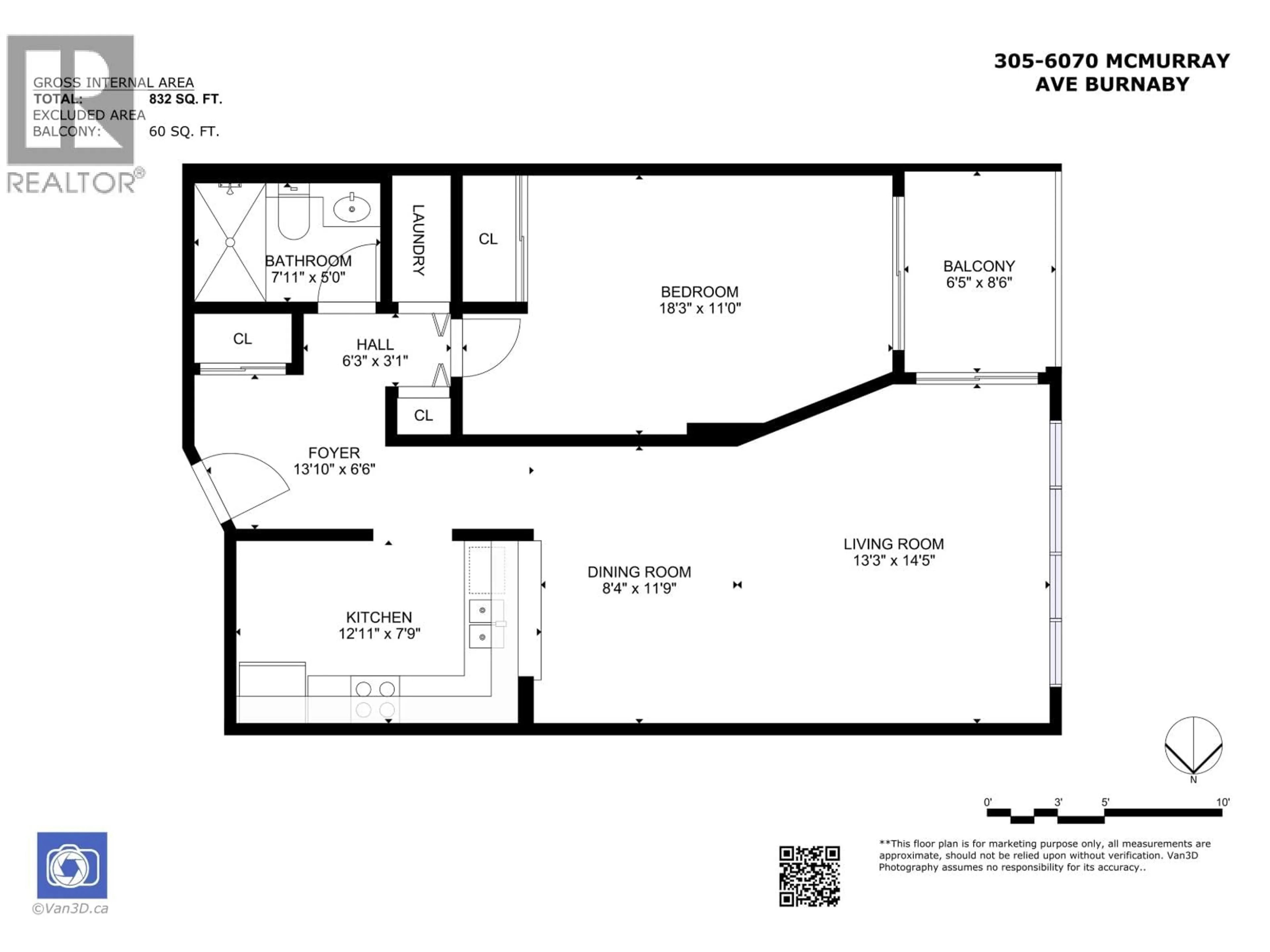 Floor plan for 305 - 6070 MCMURRAY AVENUE, Burnaby British Columbia V5H4J3
