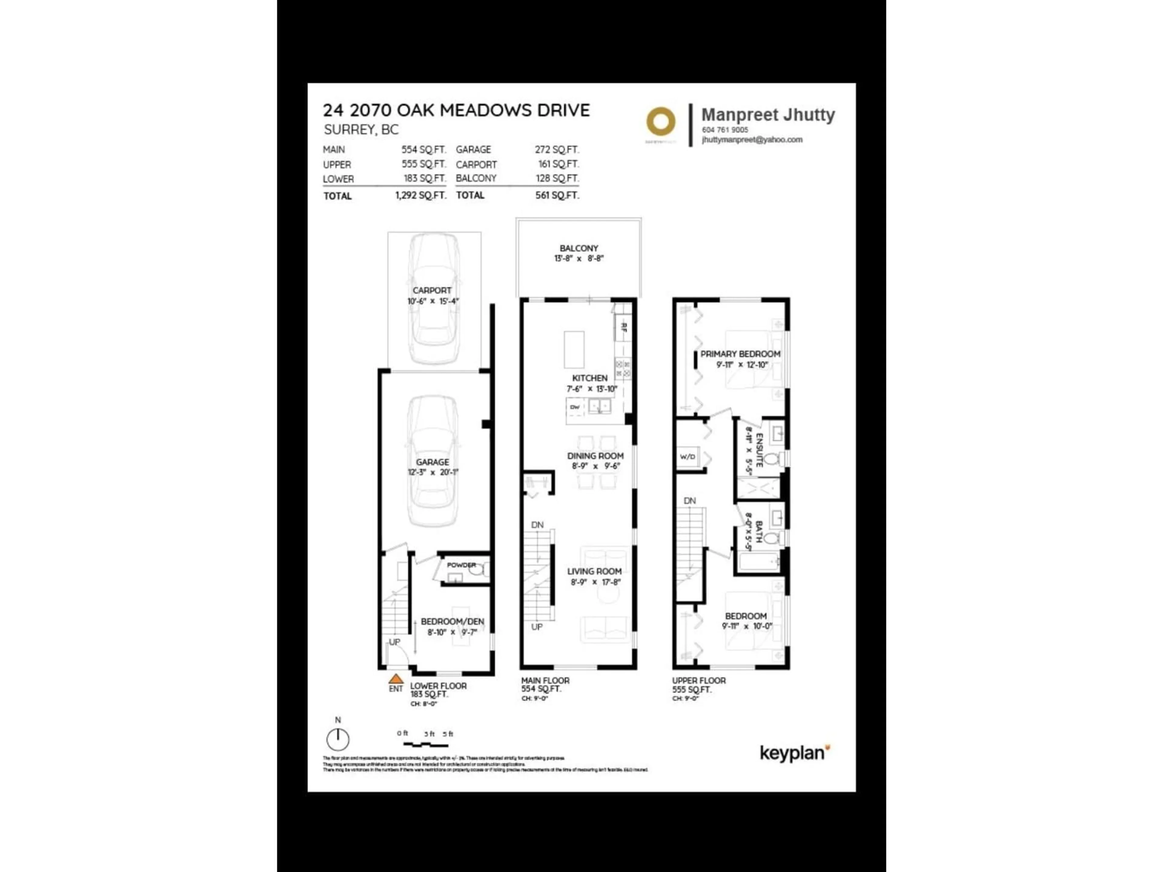 Floor plan for 24 - 2070 OAK MEADOWS DRIVE, Surrey British Columbia V3Z1J1
