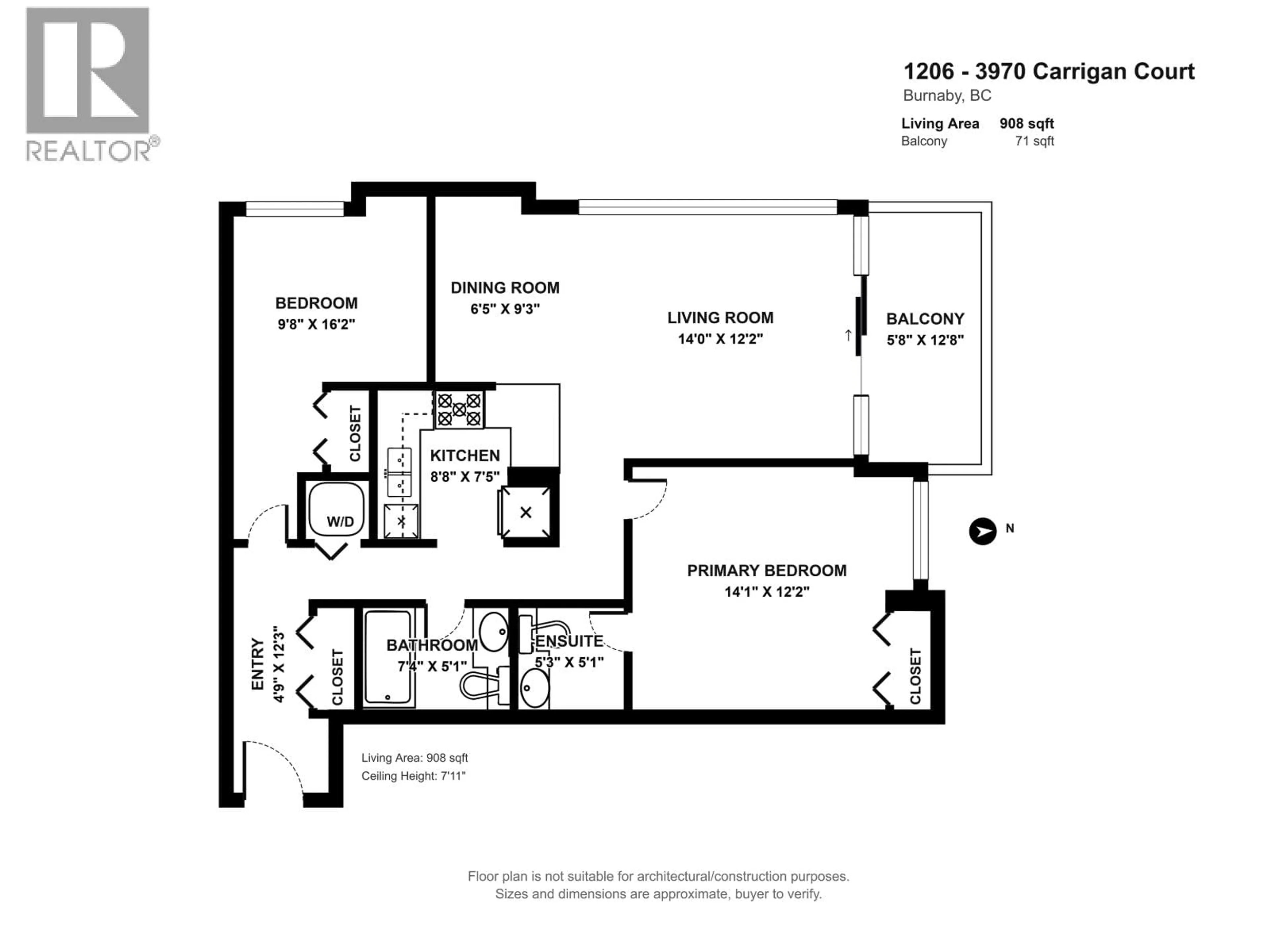 Floor plan for 1206 - 3970 CARRIGAN COURT, Burnaby British Columbia V3N4S5