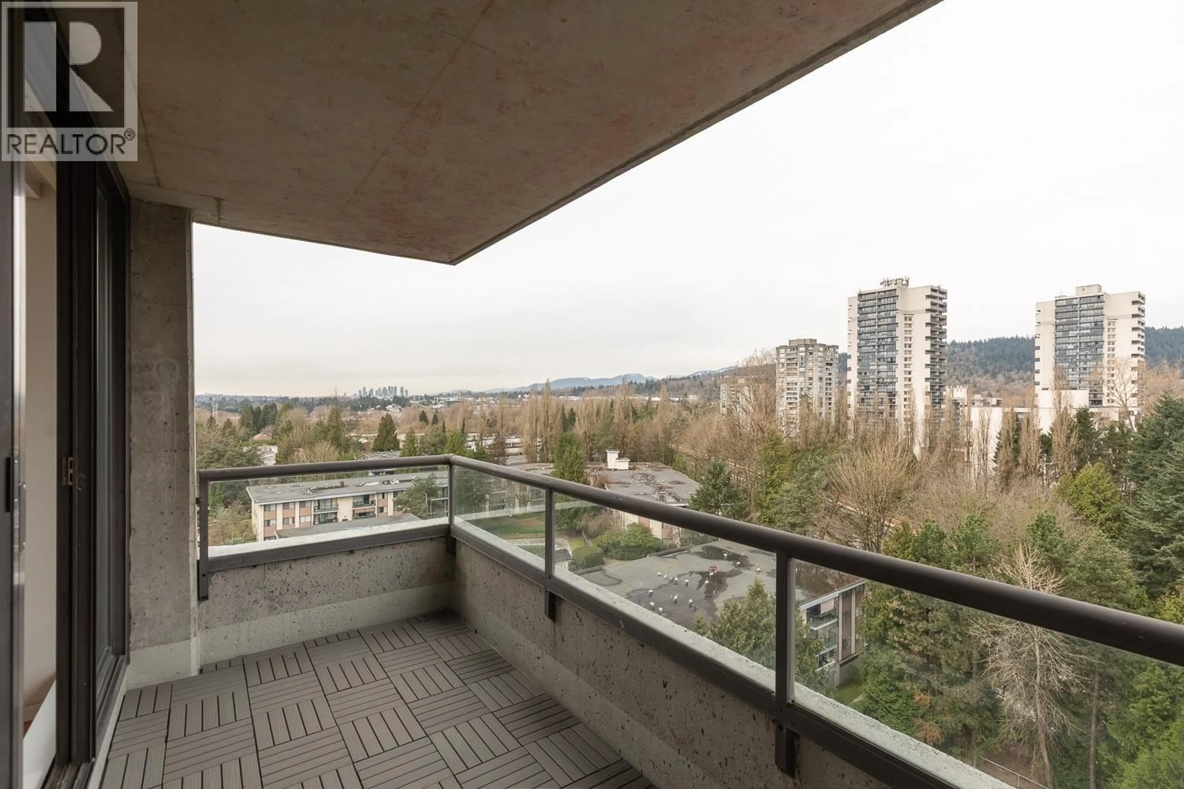 Balcony in the apartment, city buildings view from balcony for 1206 - 3970 CARRIGAN COURT, Burnaby British Columbia V3N4S5