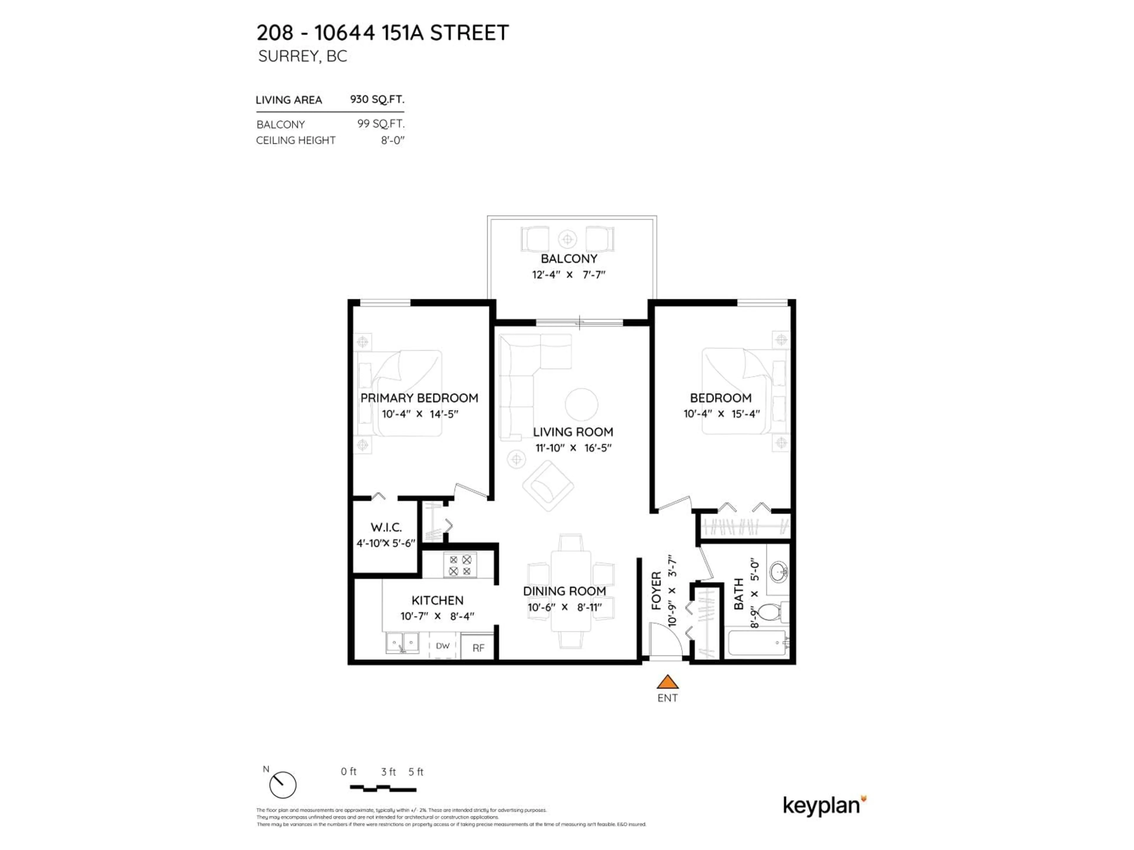 Floor plan for 208 - 10644 151A STREET, Surrey British Columbia V3R8R3