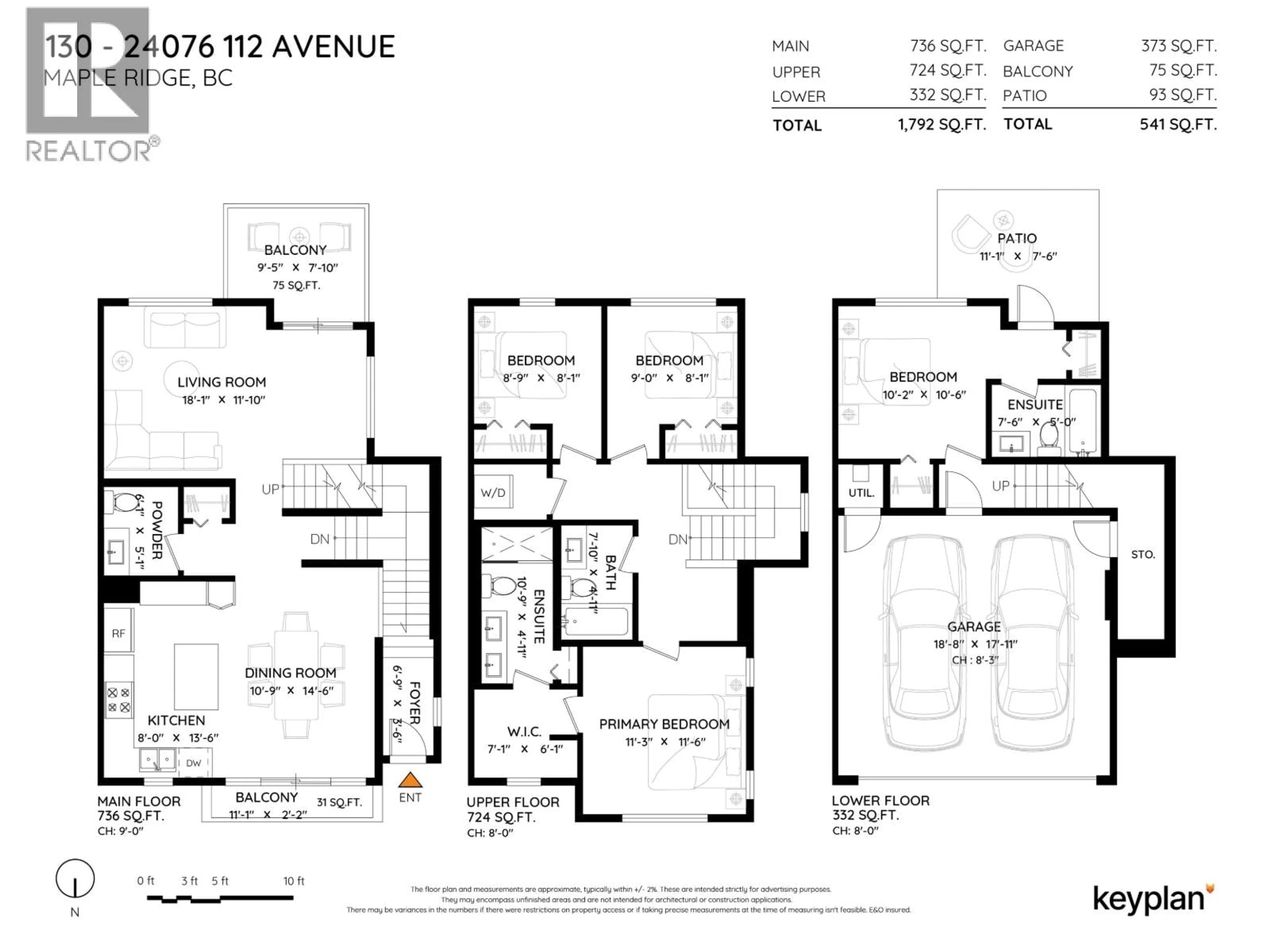 Floor plan for 130 - 24076 112 AVENUE, Maple Ridge British Columbia V2W0K2