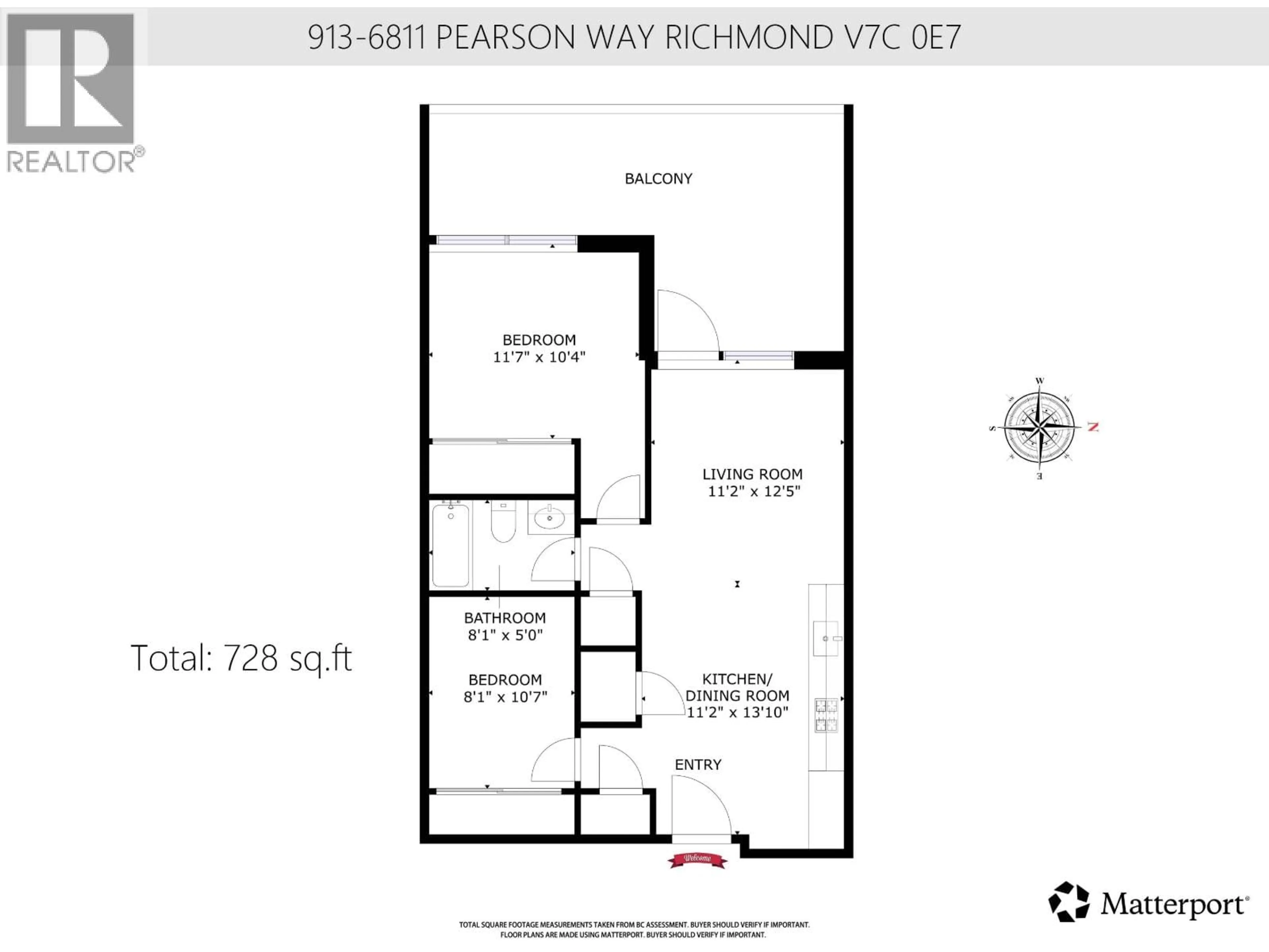 Floor plan for 913 - 6811 PEARSON WAY, Richmond British Columbia V7C0E7