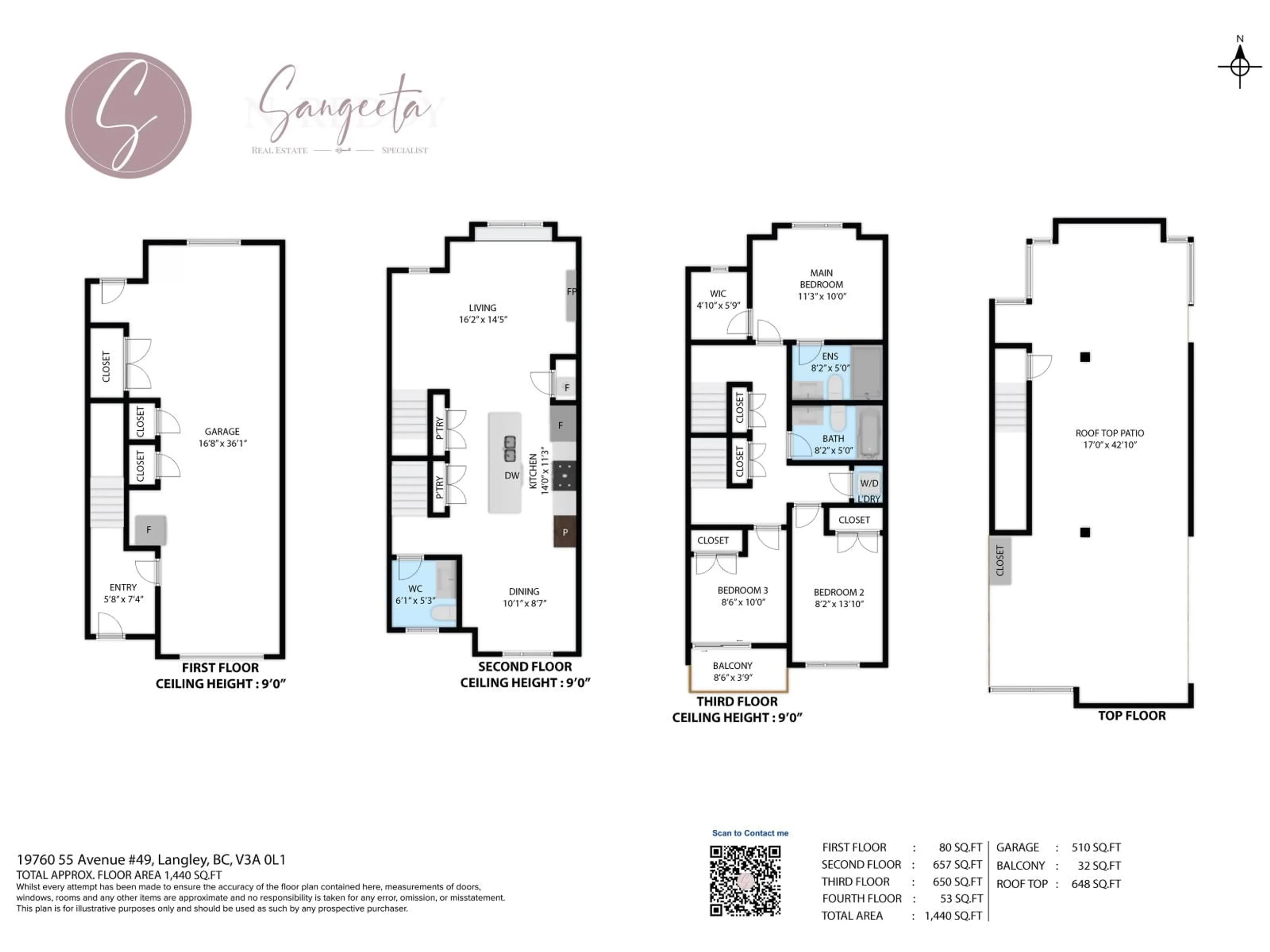 Floor plan for 49 - 19760 55 AVENUE, Langley British Columbia V3A0L1