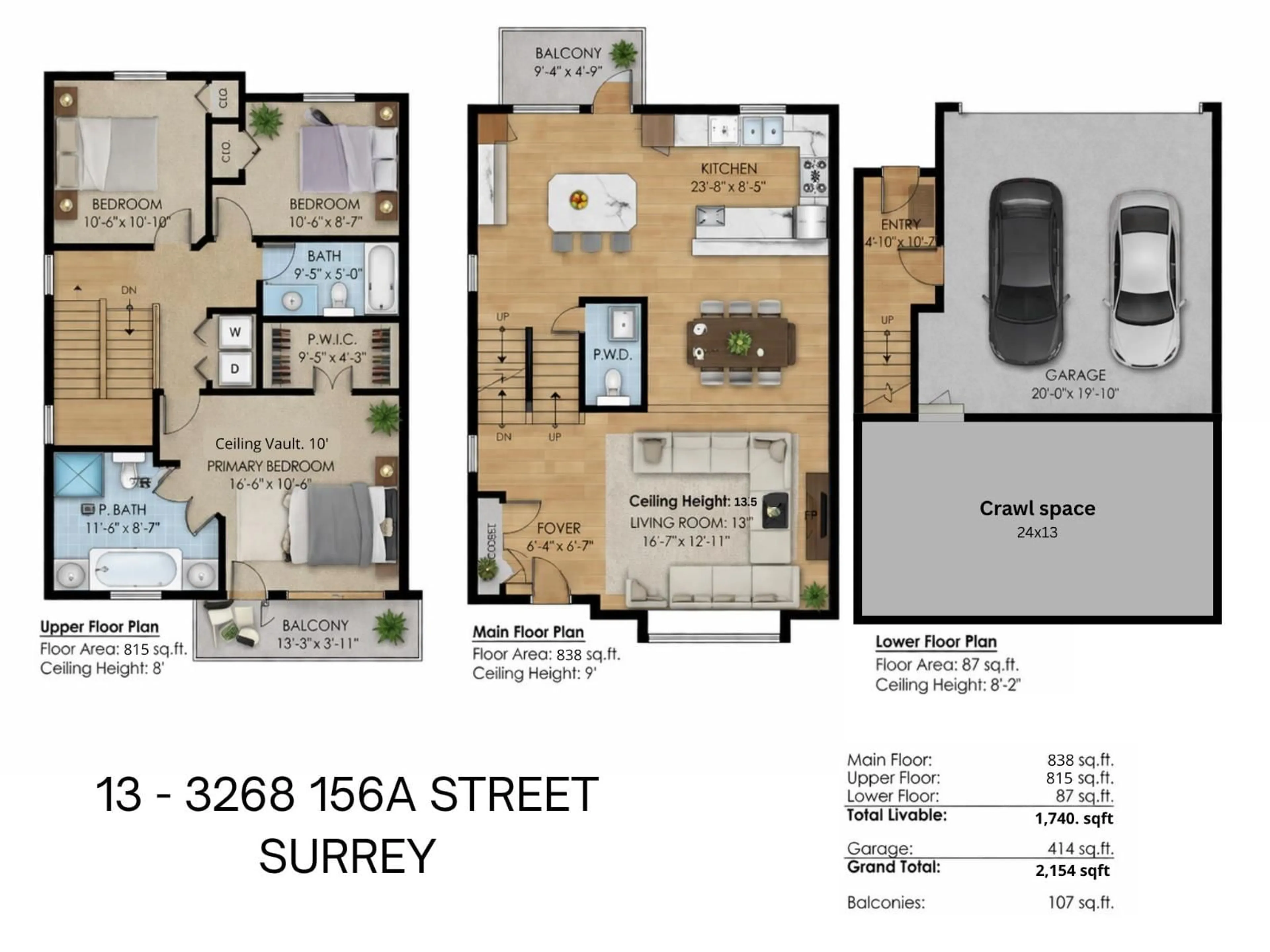 Floor plan for 13 - 3268 156A STREET, Surrey British Columbia V3Z9T1