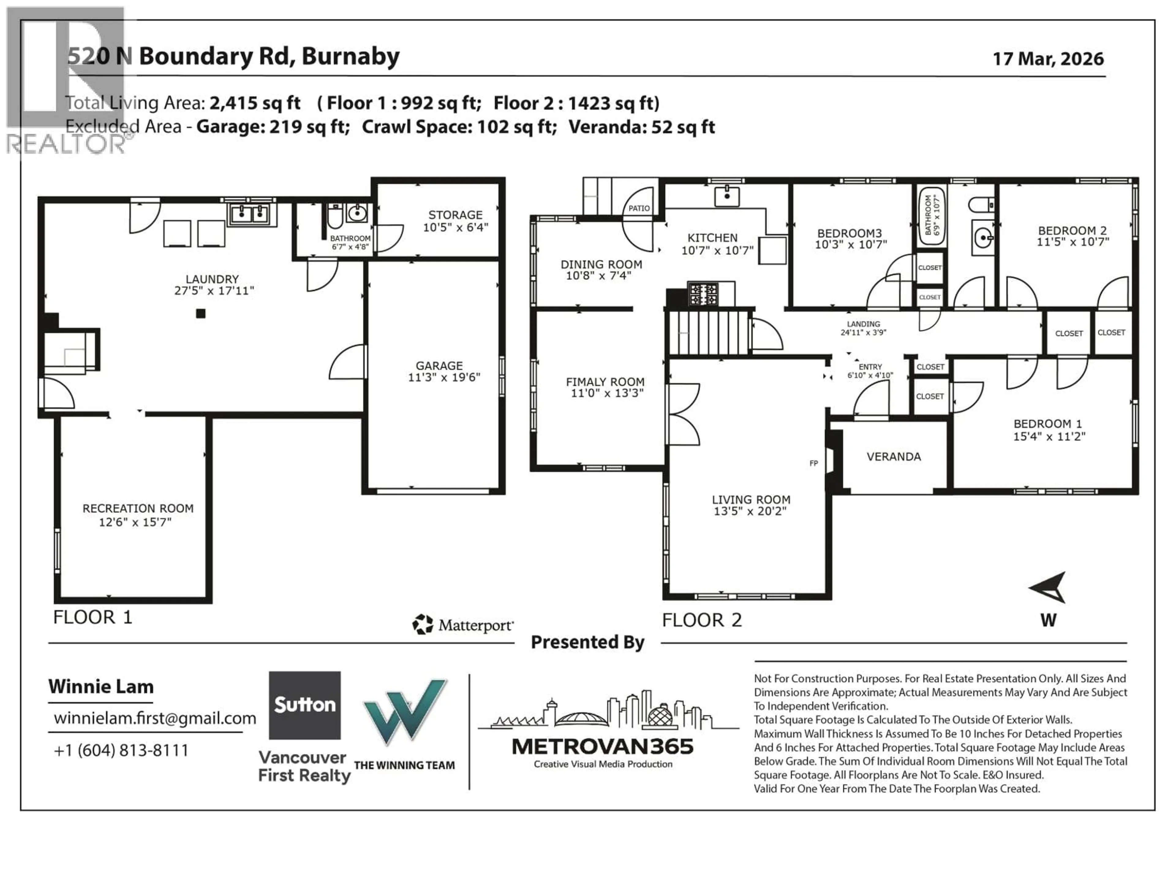 Floor plan for 520 BOUNDARY ROAD, Burnaby British Columbia V5K3T3