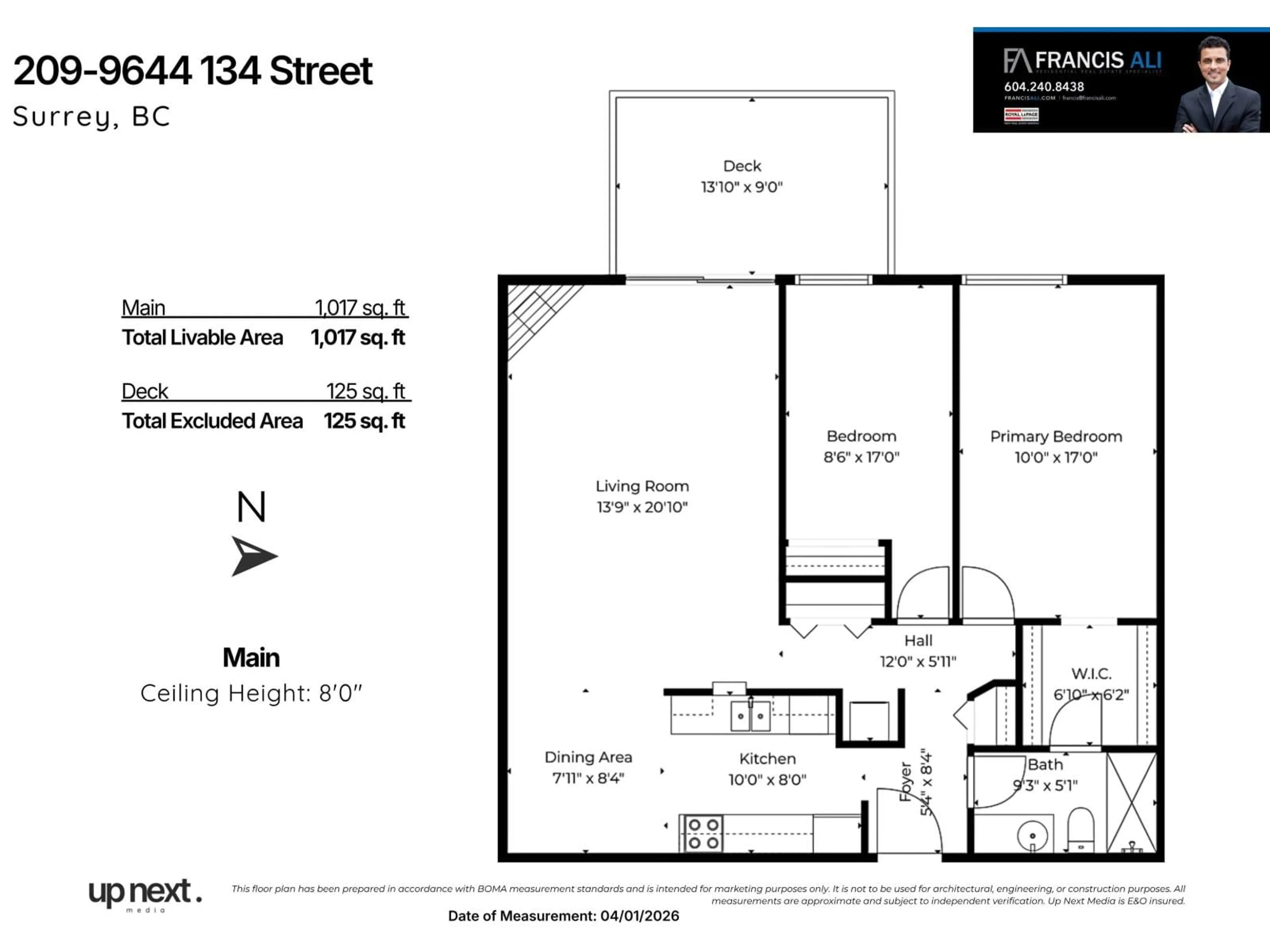 Floor plan for 209 - 9644 134 STREET, Surrey British Columbia V3T5M3
