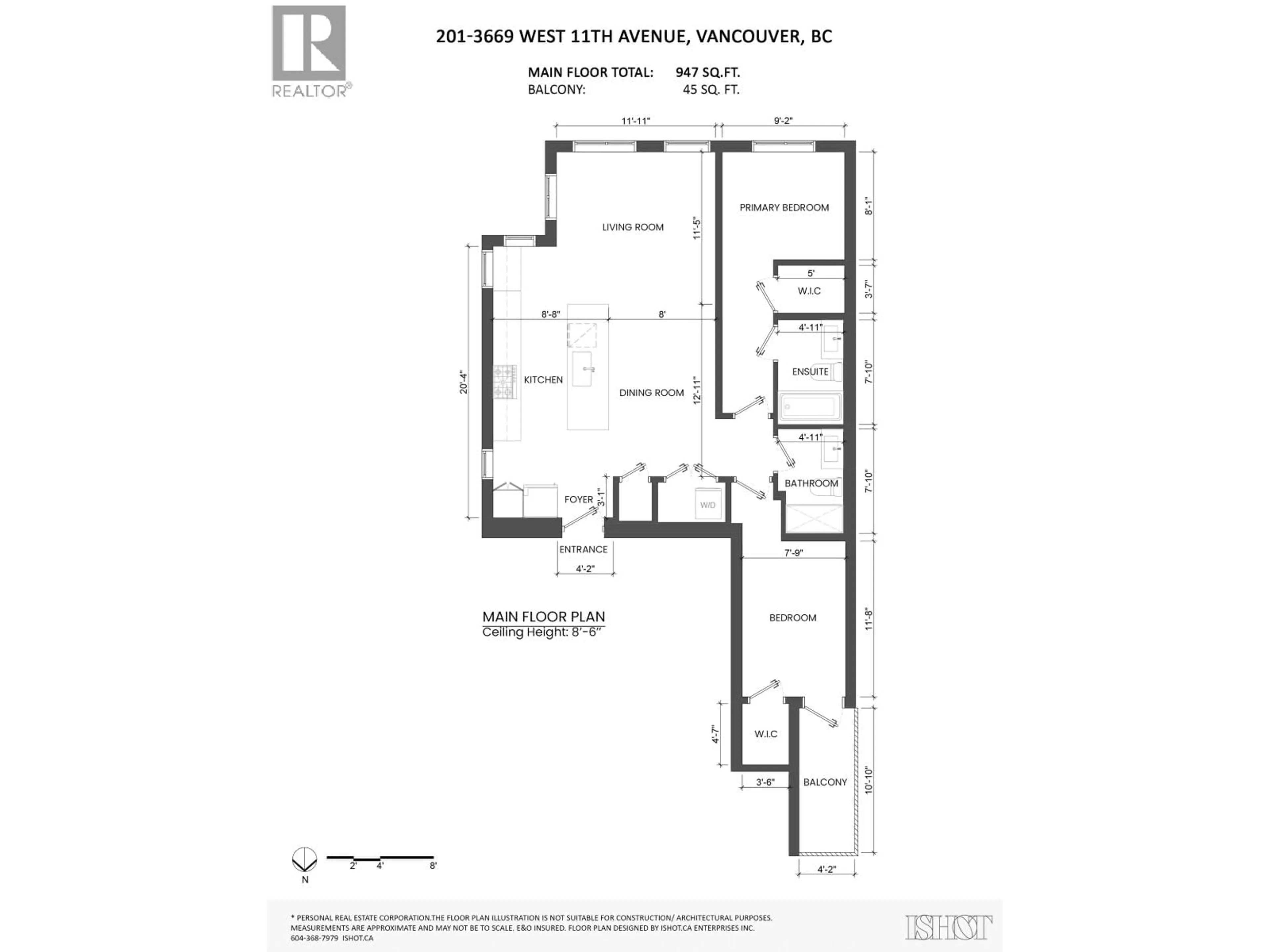 Floor plan for 201 - 3669 WEST 11TH AVENUE, Vancouver British Columbia V6R2K4