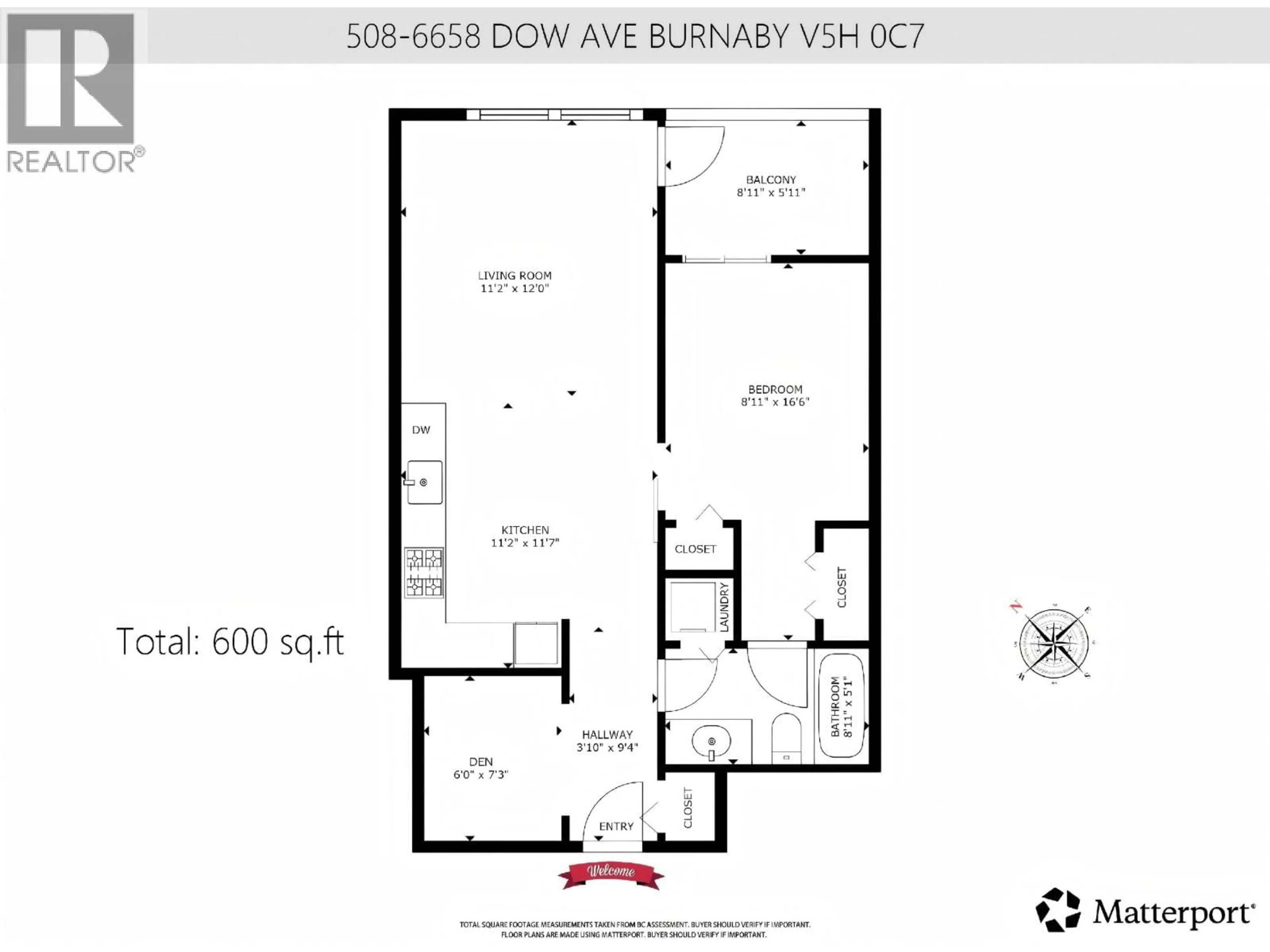Floor plan for 508 - 6658 DOW AVE, Burnaby British Columbia V5H0C7