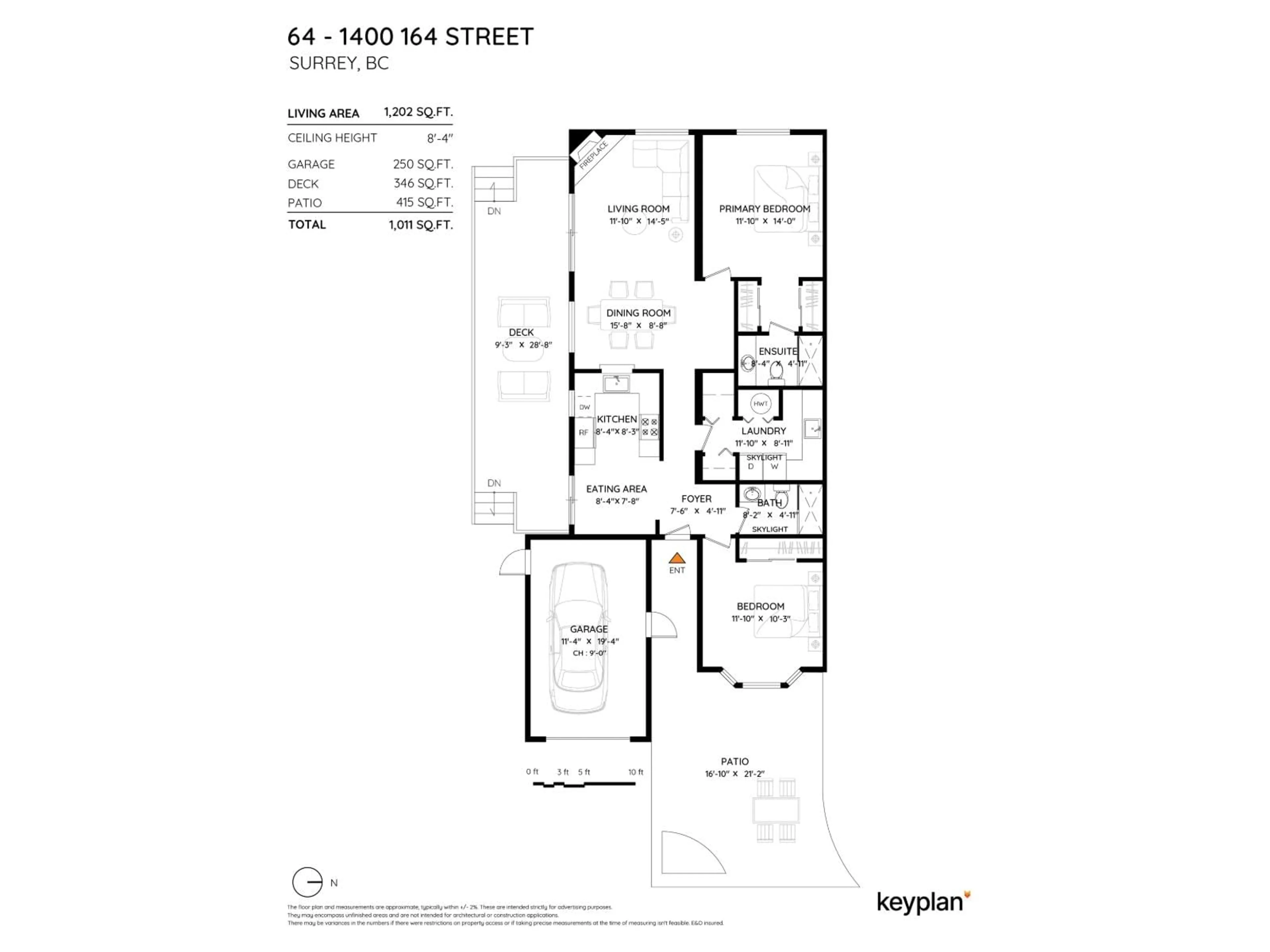 Floor plan for 64 - 1400 164 STREET, Surrey British Columbia V4A8V8