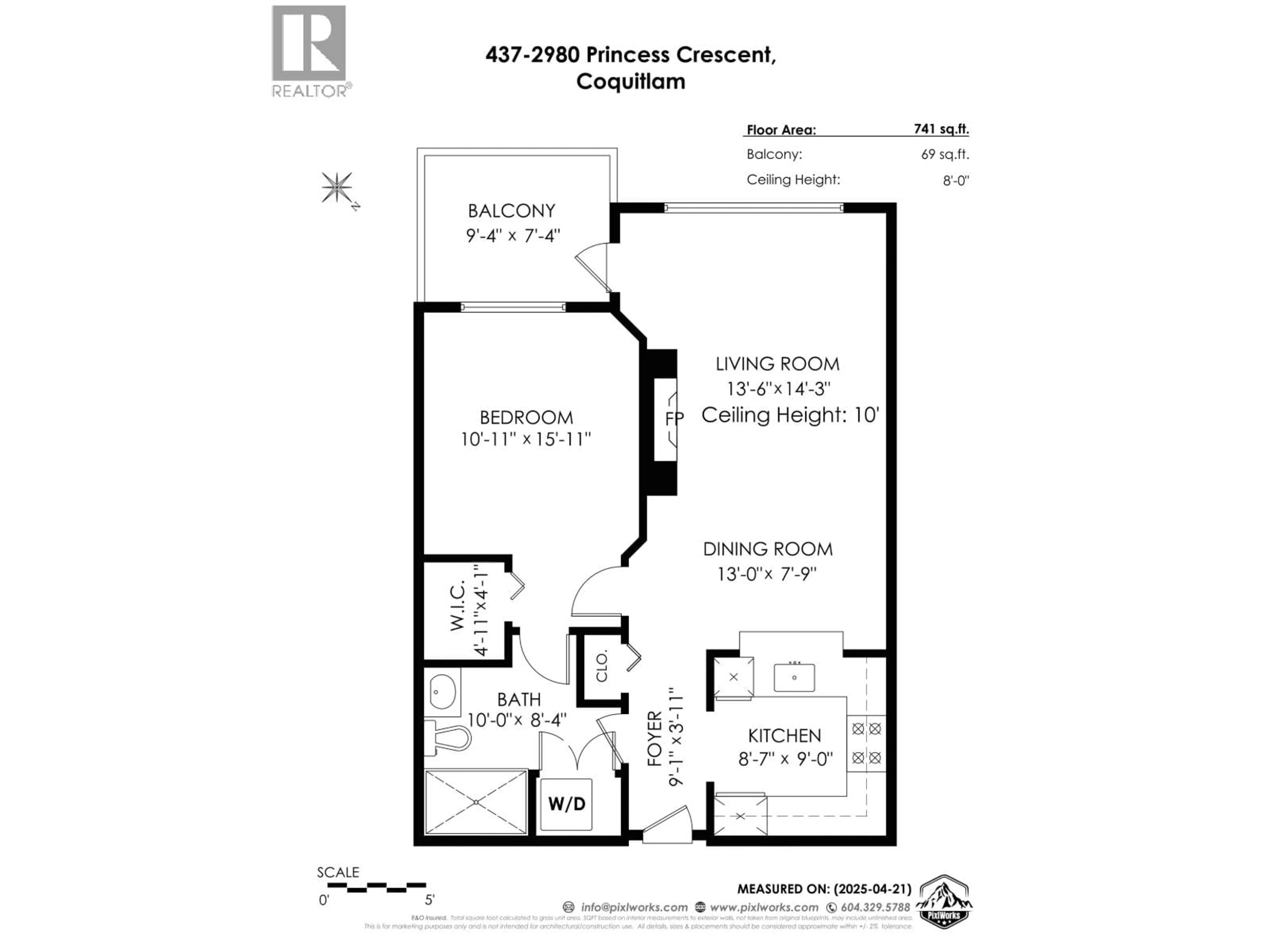 Floor plan for 437 - 2980 PRINCESS CRESCENT, Coquitlam British Columbia V3B7R4