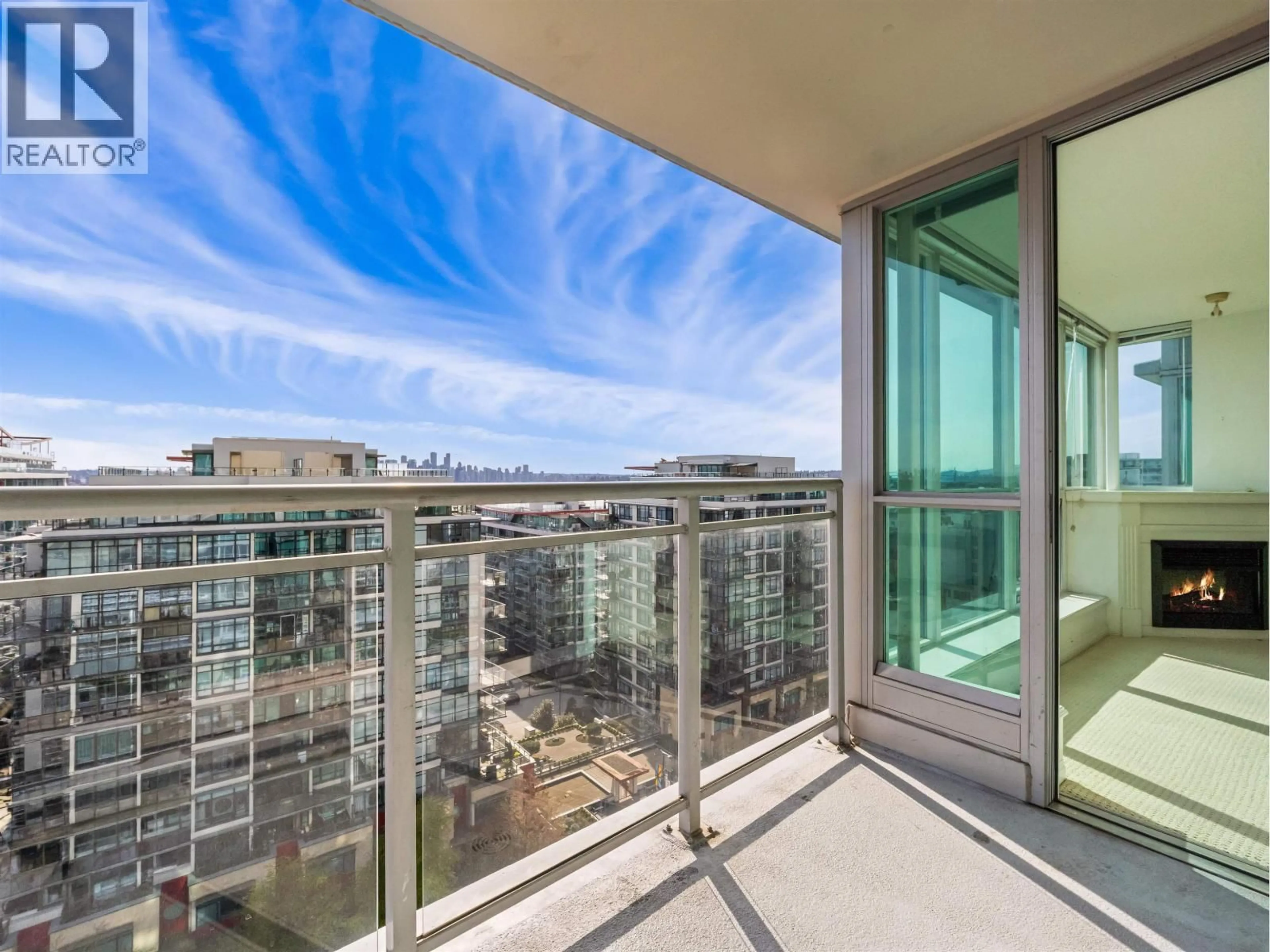 Balcony in the apartment, city buildings view from balcony for 1404 - 188 ESPLANADE, North Vancouver British Columbia V7L4Y1