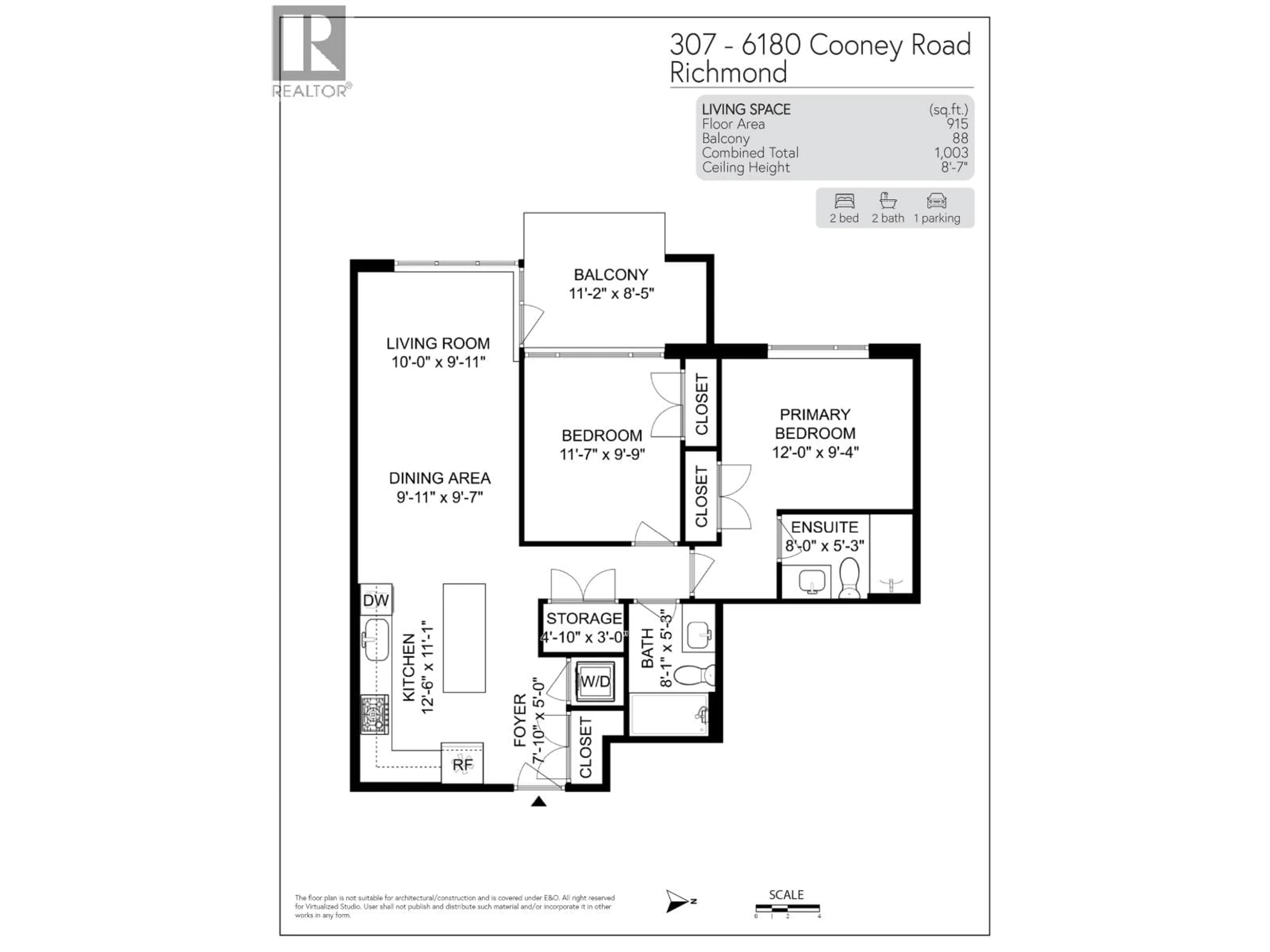 Floor plan for 307 - 6180 COONEY ROAD, Richmond British Columbia V6Y0H2