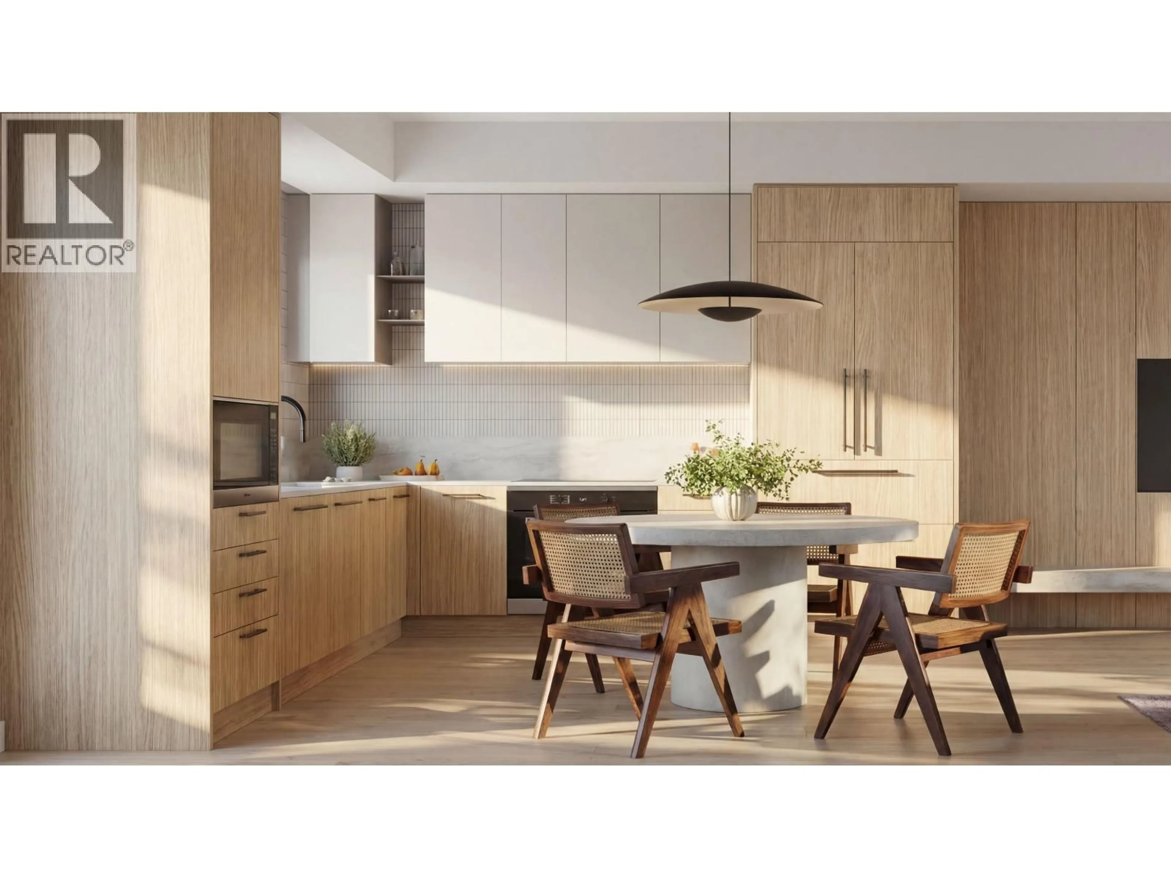 Contemporary kitchen, wood/laminate floor for 110 - 817 28 AVENUE, Vancouver British Columbia V5Z2H6