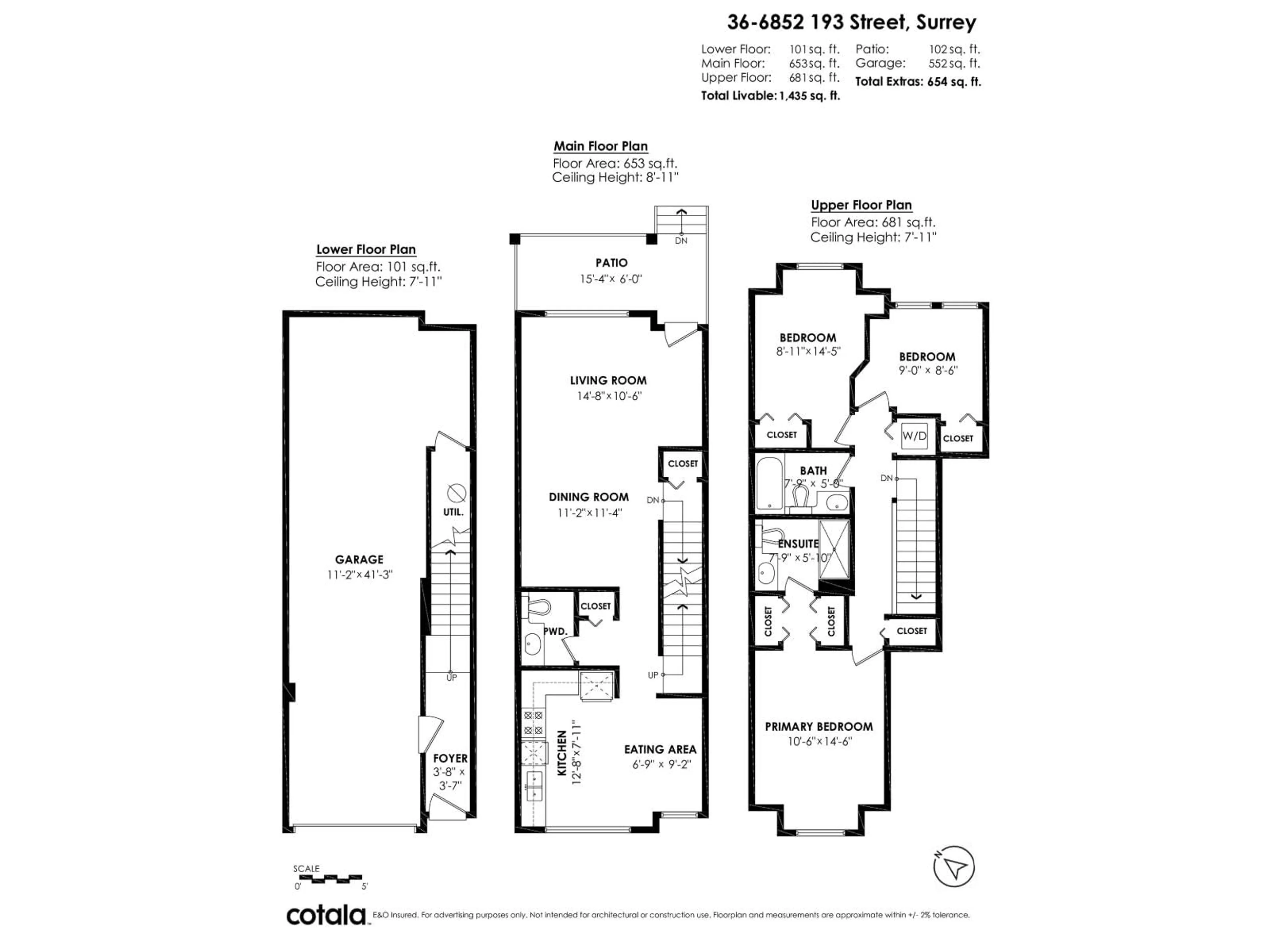 Floor plan for 36 - 6852 193 STREET, Surrey British Columbia V4N0C8