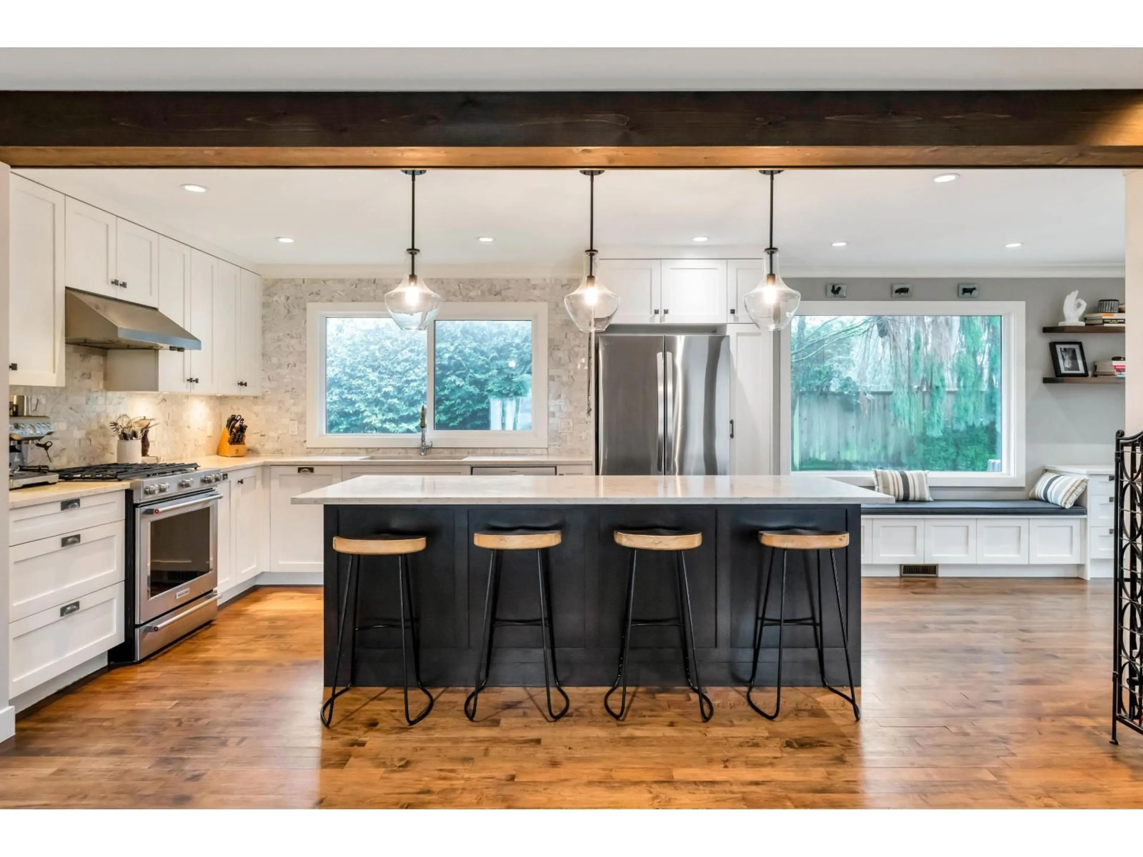 Open concept kitchen, wood/laminate floor for 2434 127 STREET, Surrey British Columbia V4A8H4