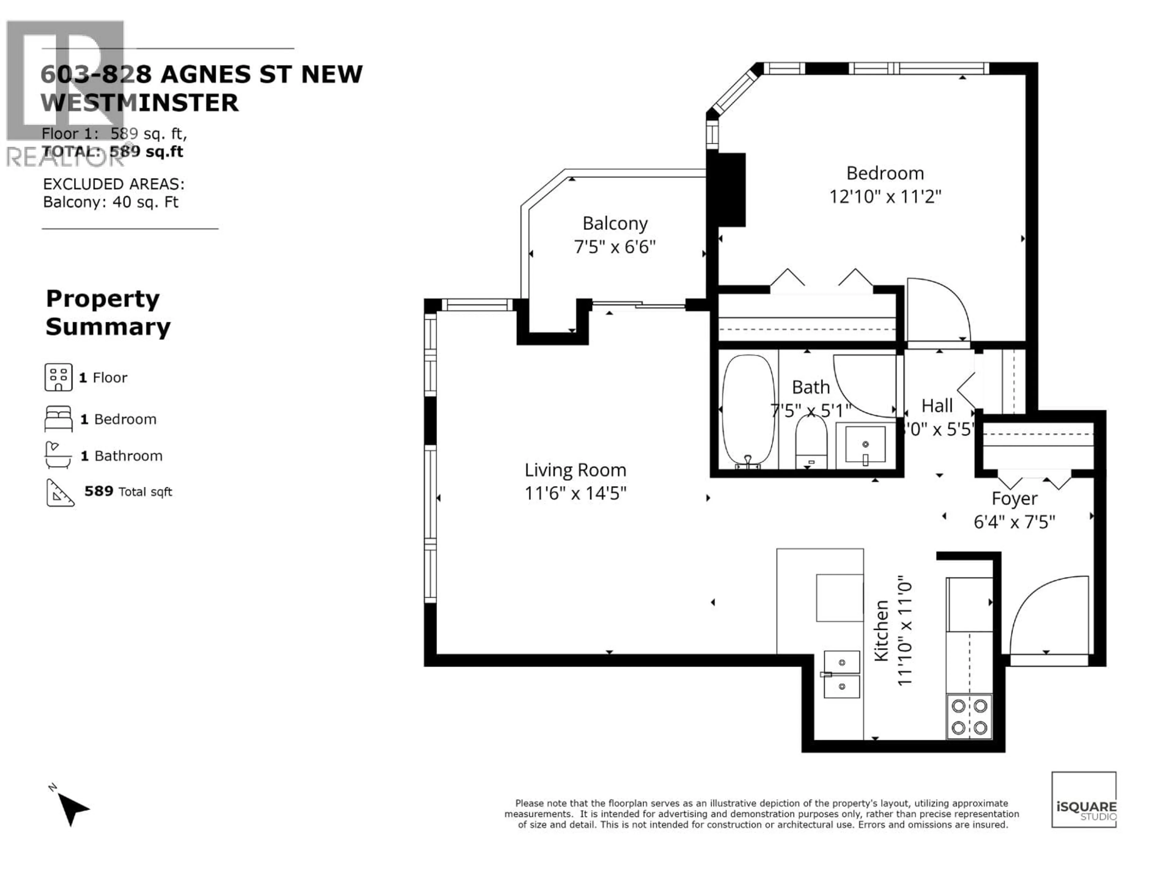Floor plan for 603 - 828 AGNES STREET, New Westminster British Columbia V3M1H5